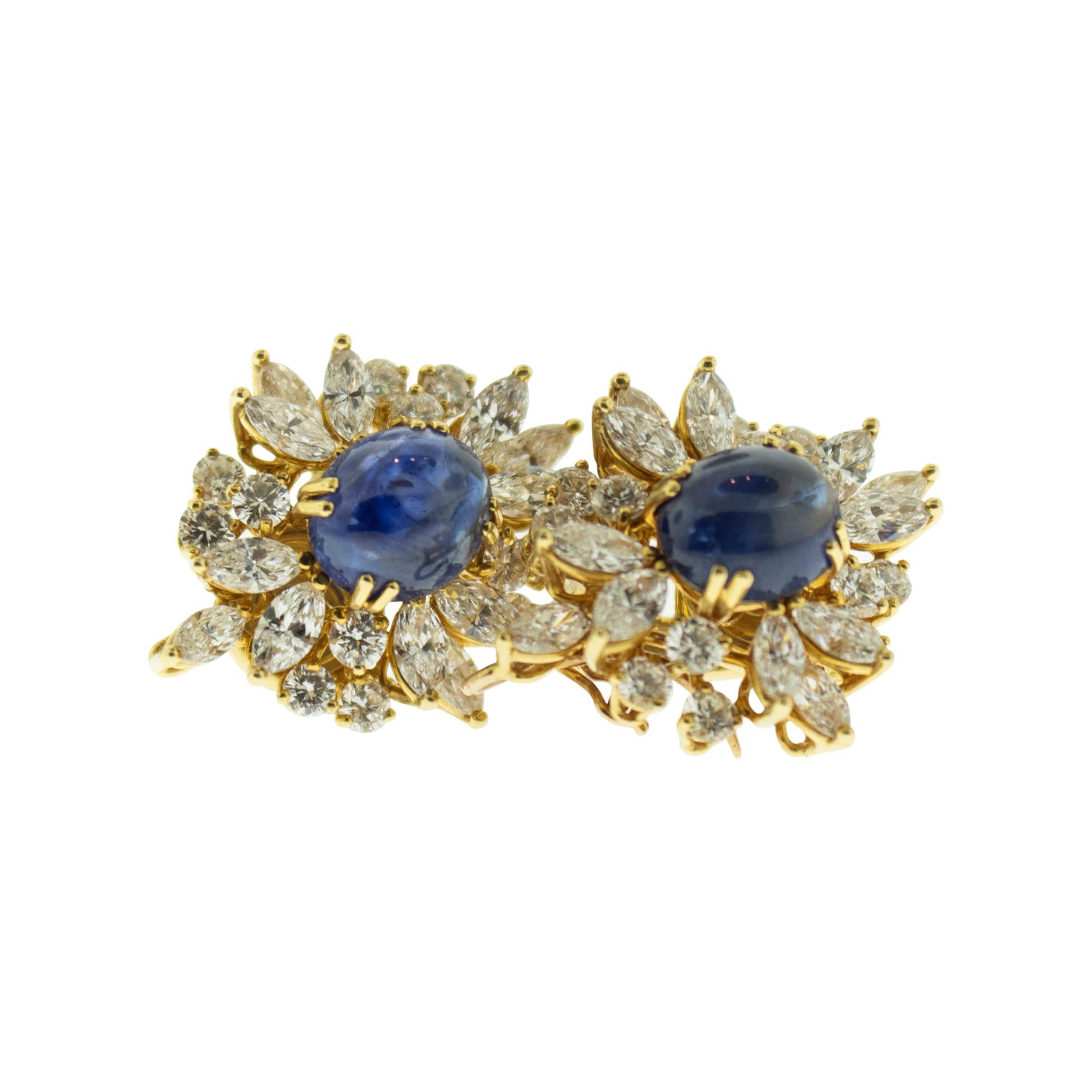 Chaumet Sapphire Diamond 18 Karat Gold Clip Earrings