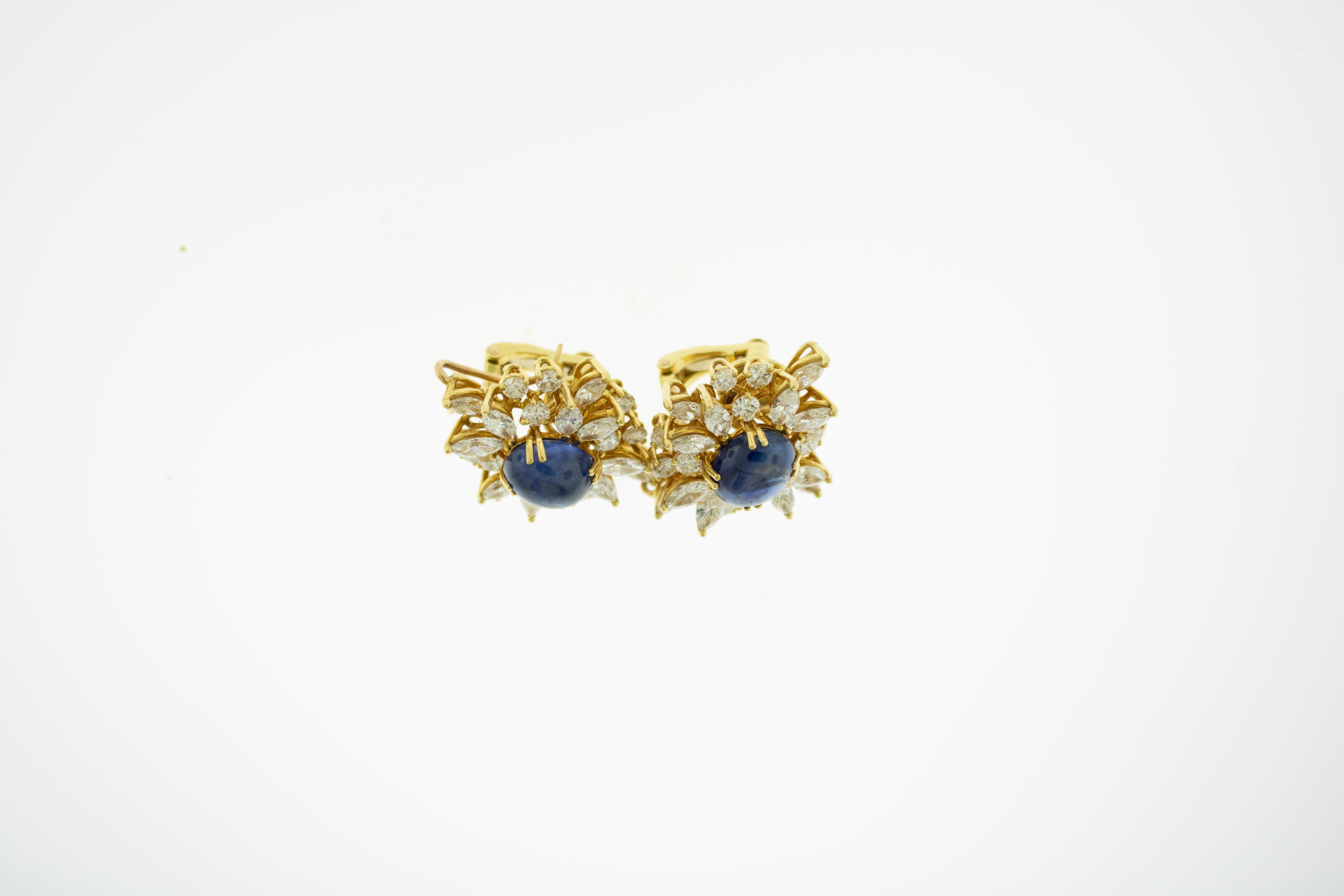 Chaumet Sapphire Diamond 18 Karat Gold Clip Earrings In Good Condition In New York, NY