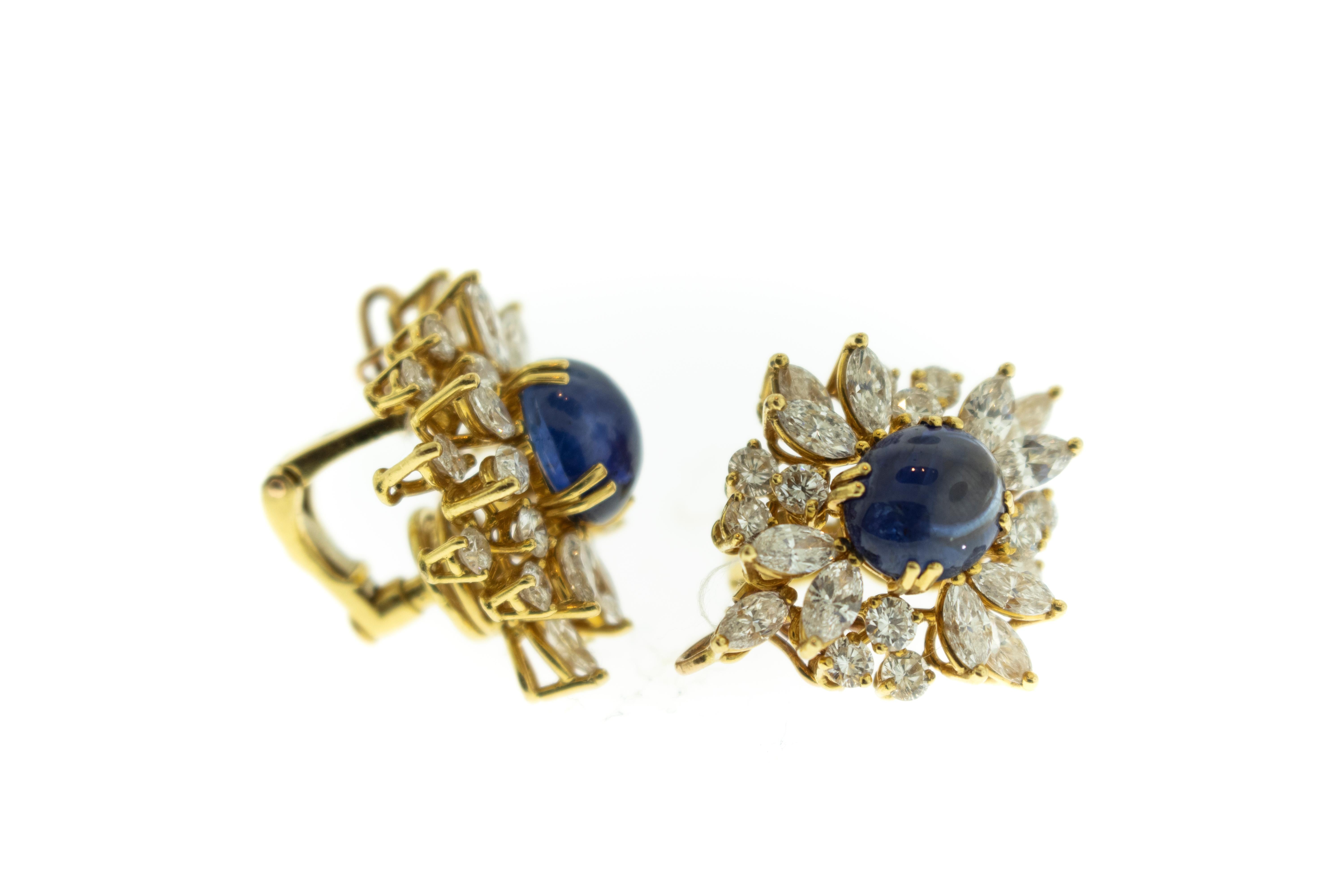 Women's Chaumet Sapphire Diamond 18 Karat Gold Clip Earrings