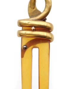 Chaumet snake sapphire hairpin in 18k gold and horn, unsigned, animal jewelry