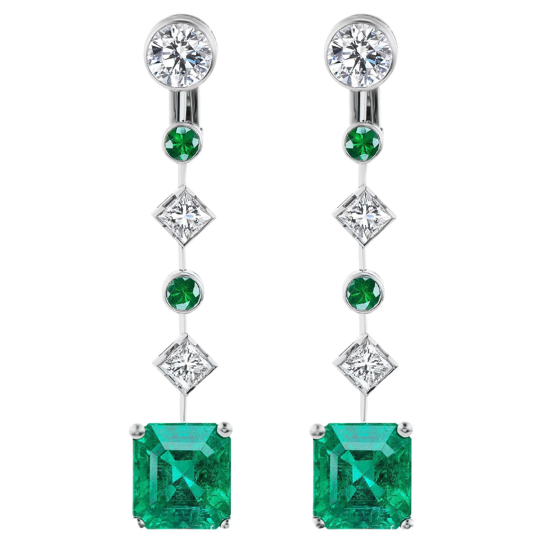 Chaumet SSEF Certified Colombian Emerald Diamond Earrings For Sale