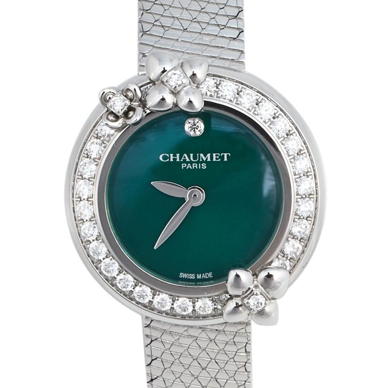 Contemporary Chaumet Stainless Steel Diamond Hortensia Women's Wristwatch 22 mm