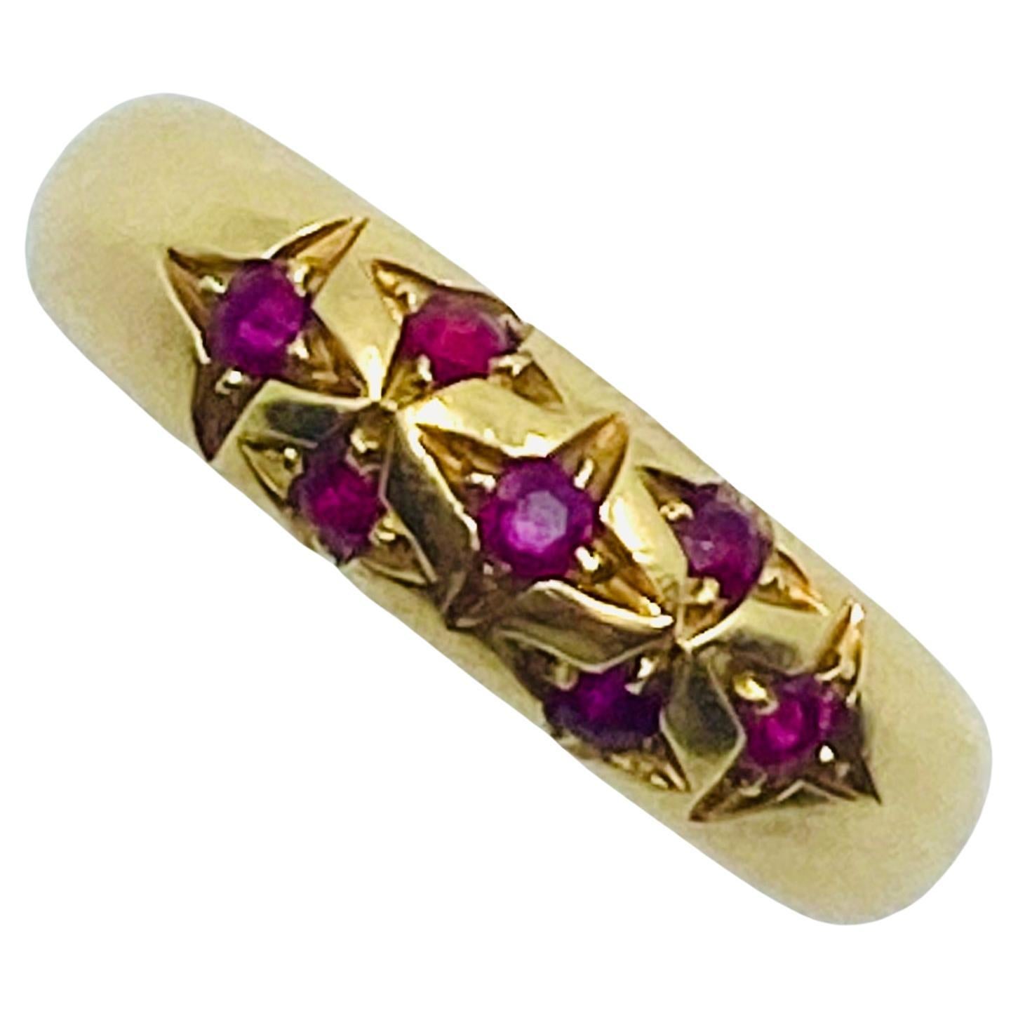 Mixed Cut Chaumet Starry Ring 18k Gold Ruby For Sale
