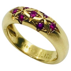 Retro Chaumet Starry Ring 18k Gold Ruby