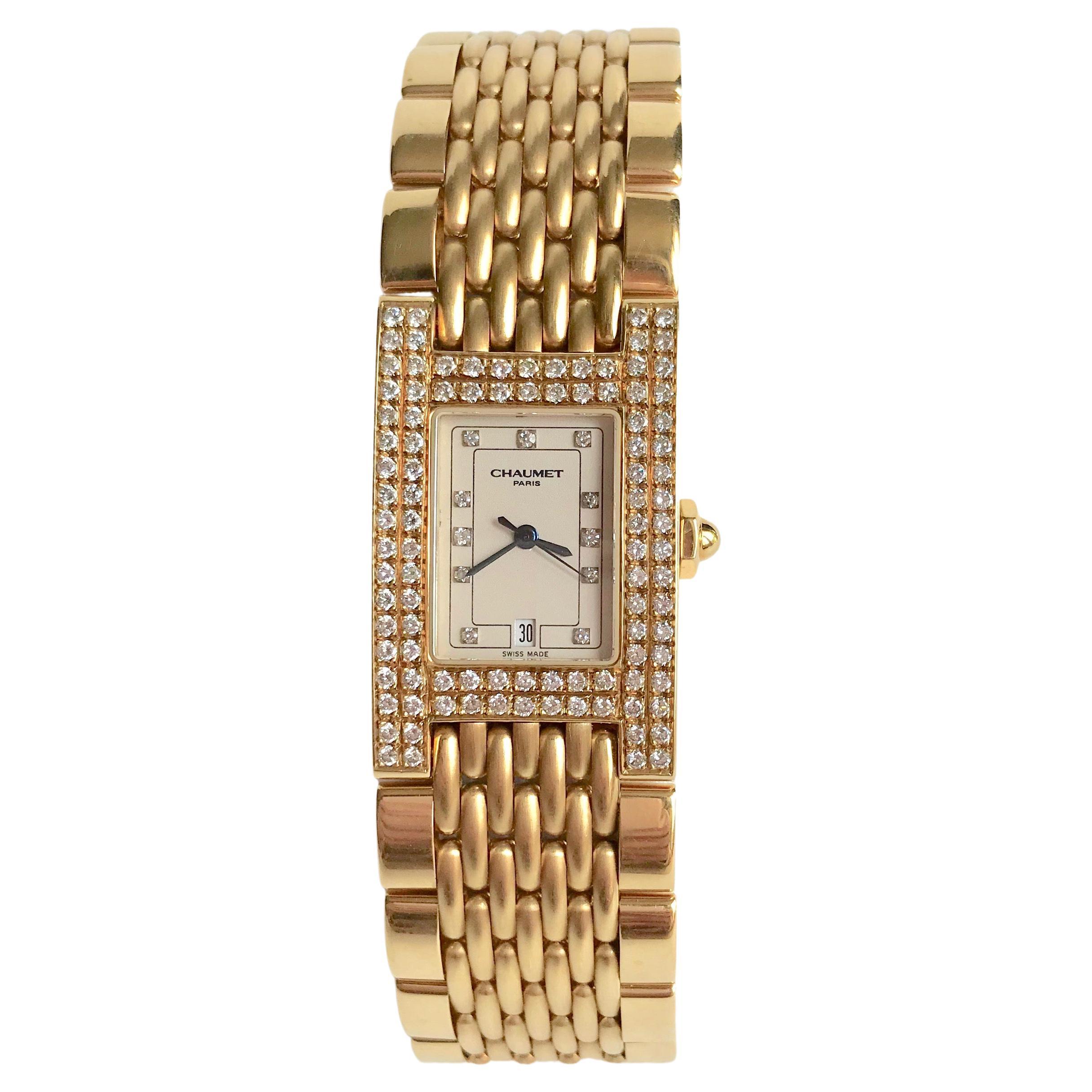 Montre-bracelet Chaumet en or 18 carats et diamants, style modèle en vente