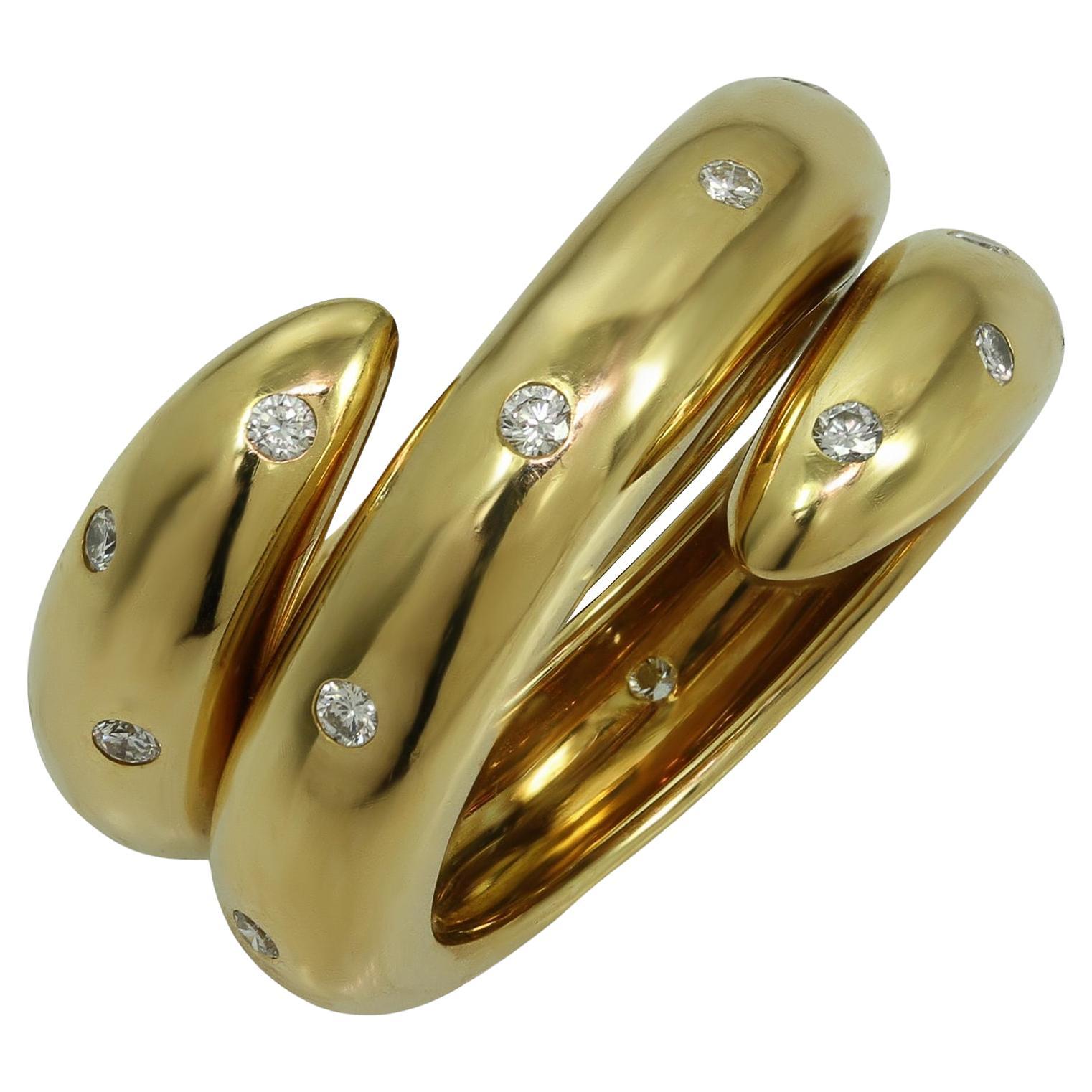 Chaumet Tango Diamond Yellow Gold Wide Band Ring For Sale