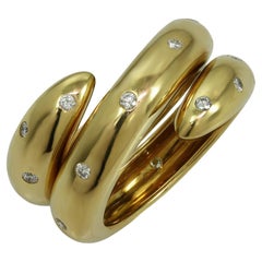 Retro Chaumet Tango Diamond Yellow Gold Wide Band Ring