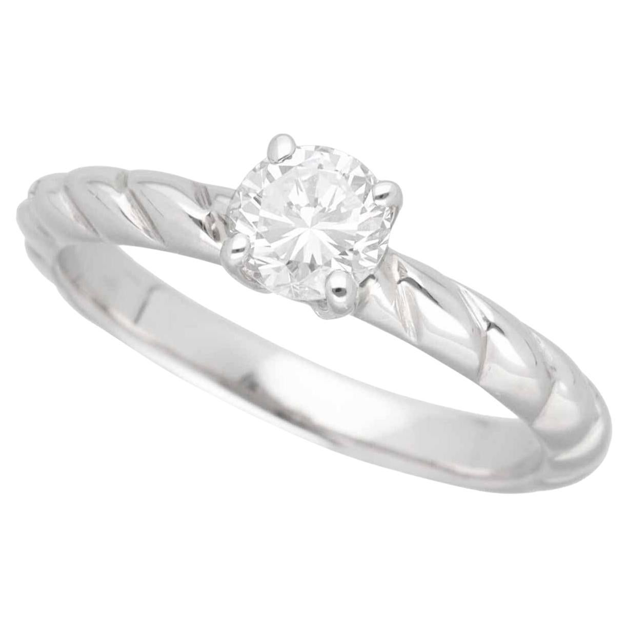 CHAUMET Torsade de Chaumet Solitaire Diamond 0.41ct D-VVS2 Platinum Ring US 4.5