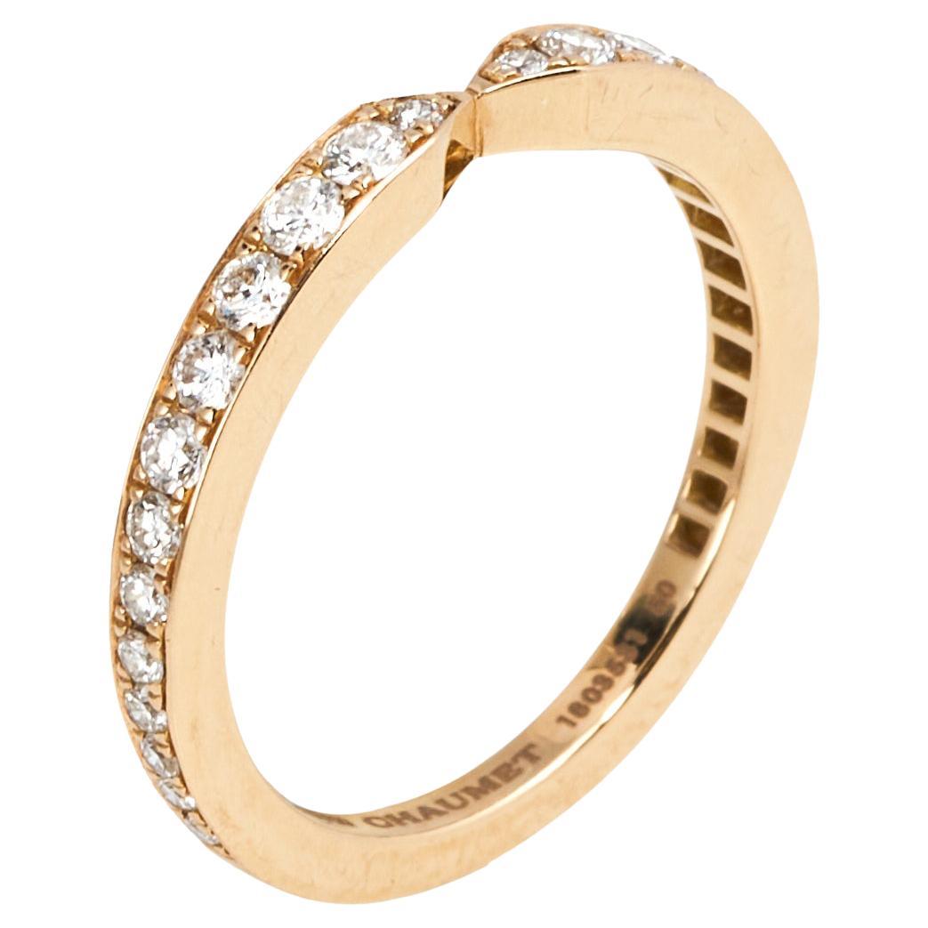 Chaumet Triomphe de Chaumet Diamond 18K Rose Gold Wedding Band Ring Size 50
