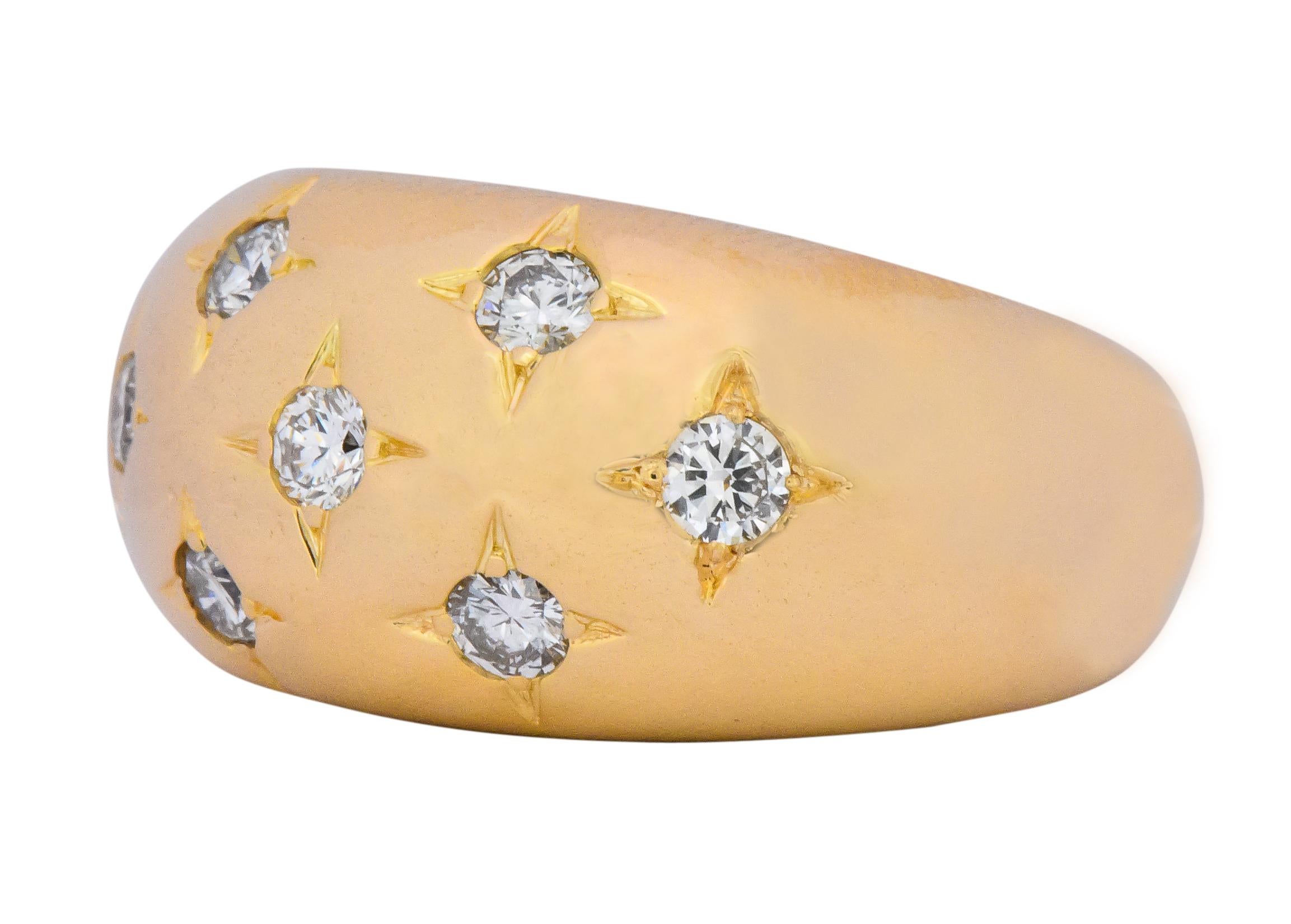 Modernist Chaumet Vintage 0.45 Carat Diamond 18 Karat Gold French Bombay Ring