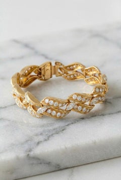 Chaumet Vintage 18K Gelbgold 9,70 Karat Diamant Wave Link Armband