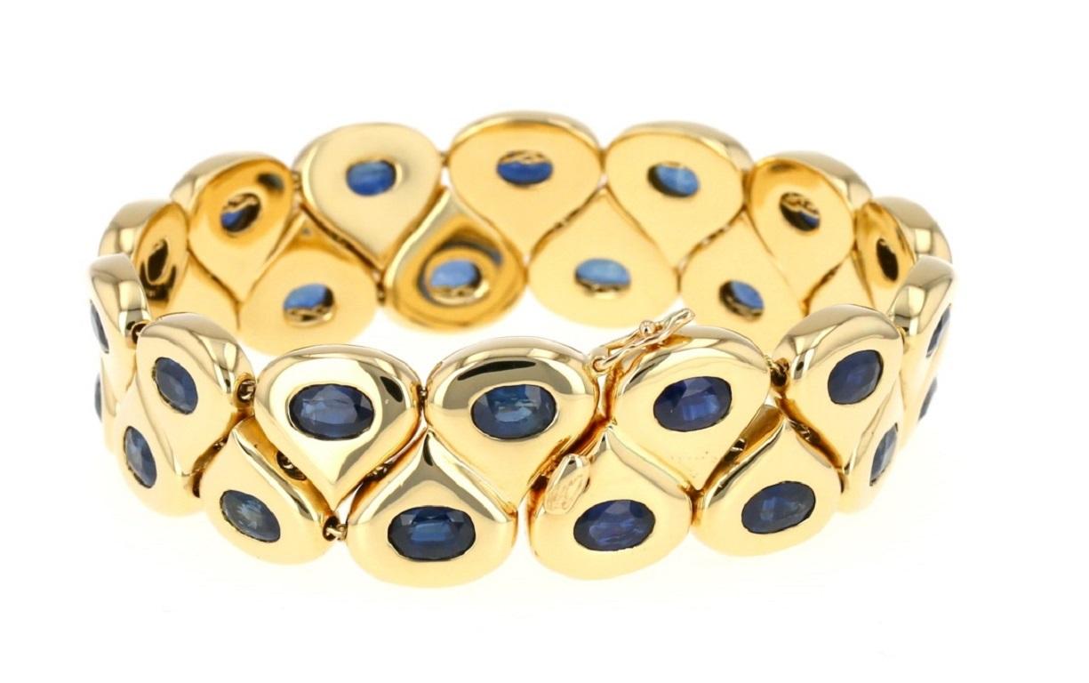 CHAUMET - Vintage bracelet in yellow gold and sappihres In Excellent Condition In PARIS, FR