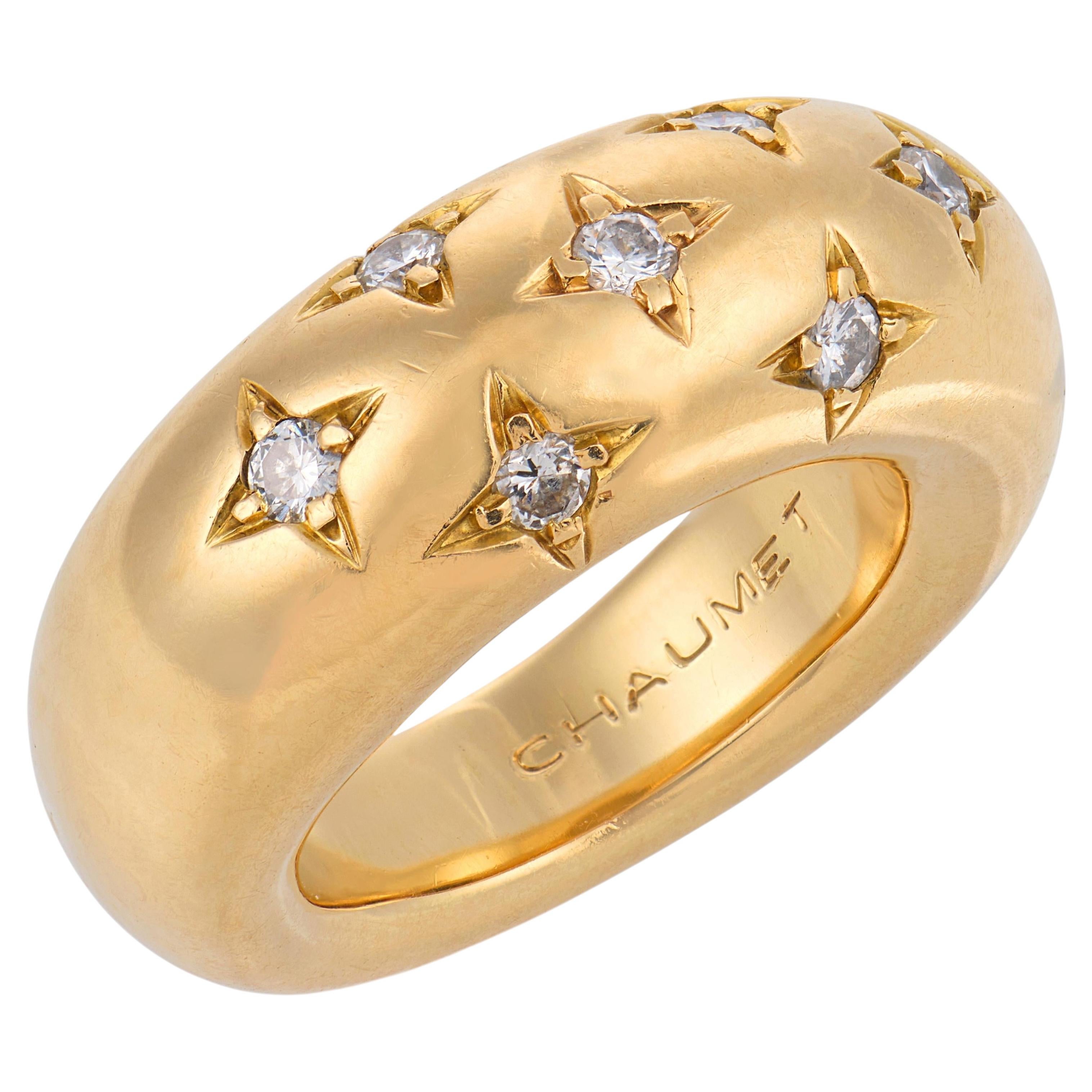 Chaumet Vintage Diamantring aus 18 Karat Gelbgold in Kuppelform