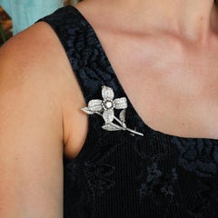 Chaumet Vintage Diamond and Platinum Flower Brooch, Circa 1979