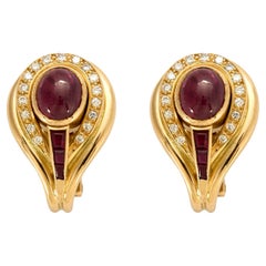 CHAUMET - Vintage-Ohrringe aus Gelbgold mit Turmalin, Rubin und Diamanten