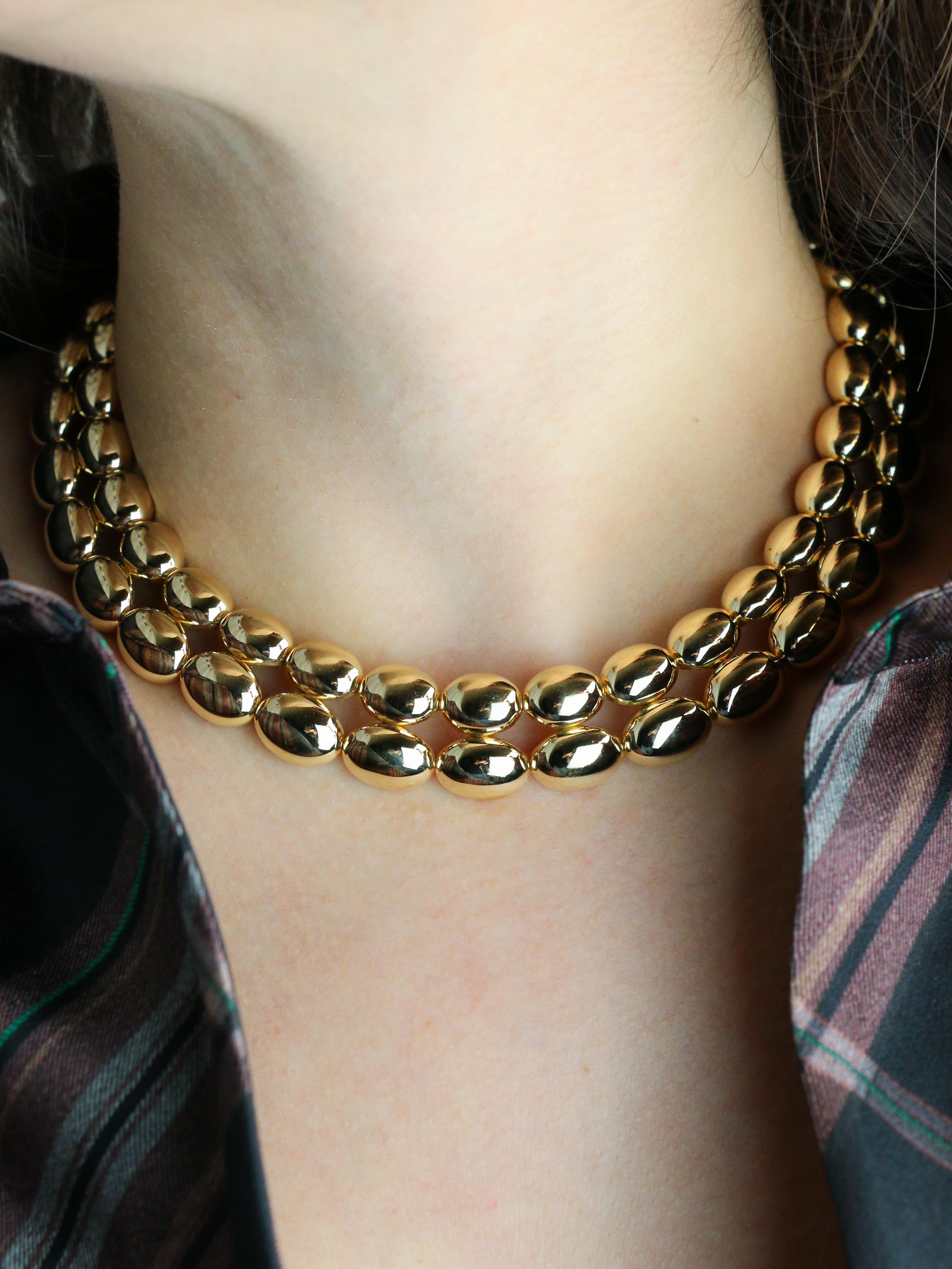 CHAUMET Vintage necklace Magellan model double row in yellow gold For Sale 13