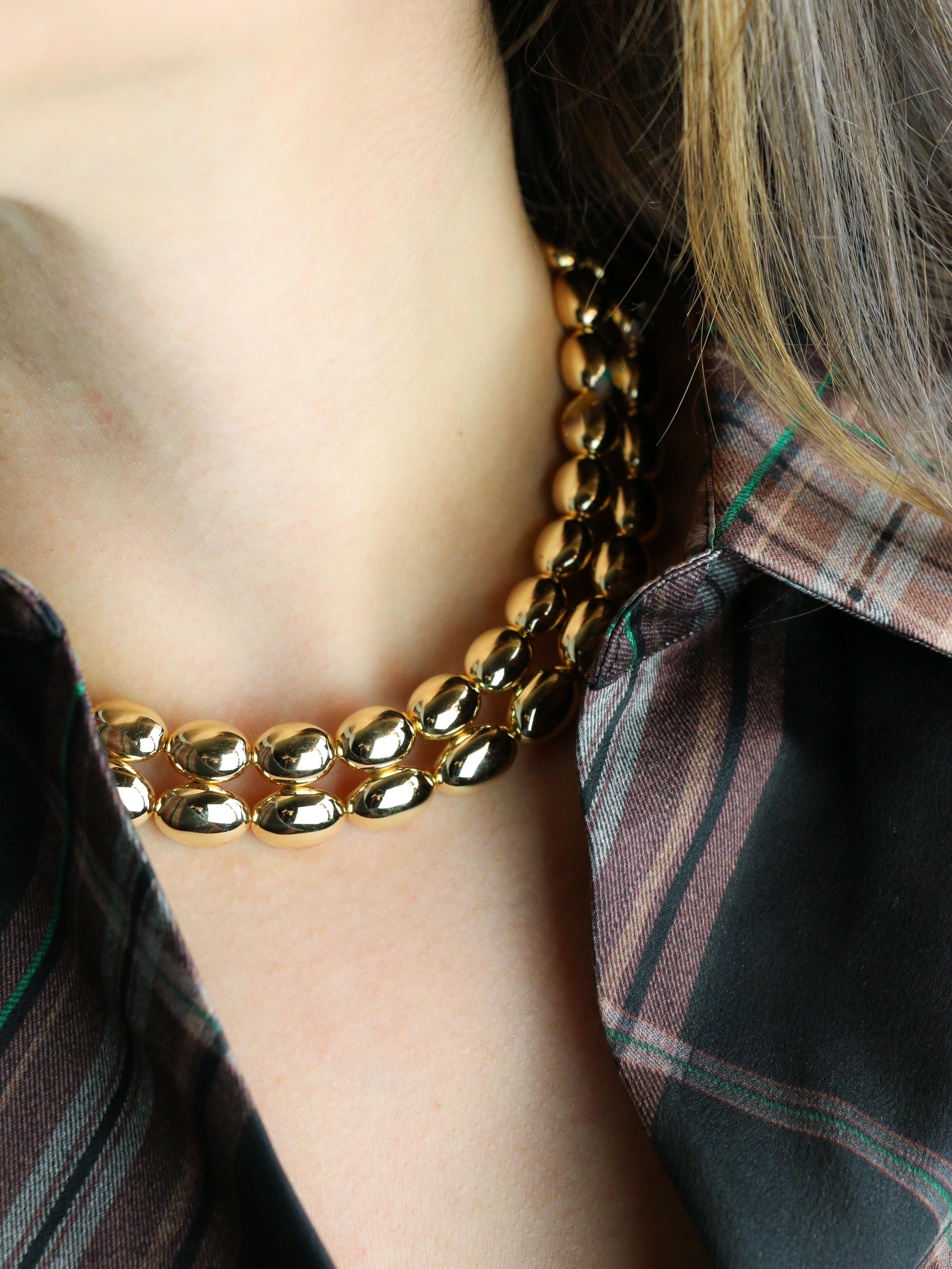 CHAUMET Vintage necklace Magellan model double row in yellow gold For Sale 14
