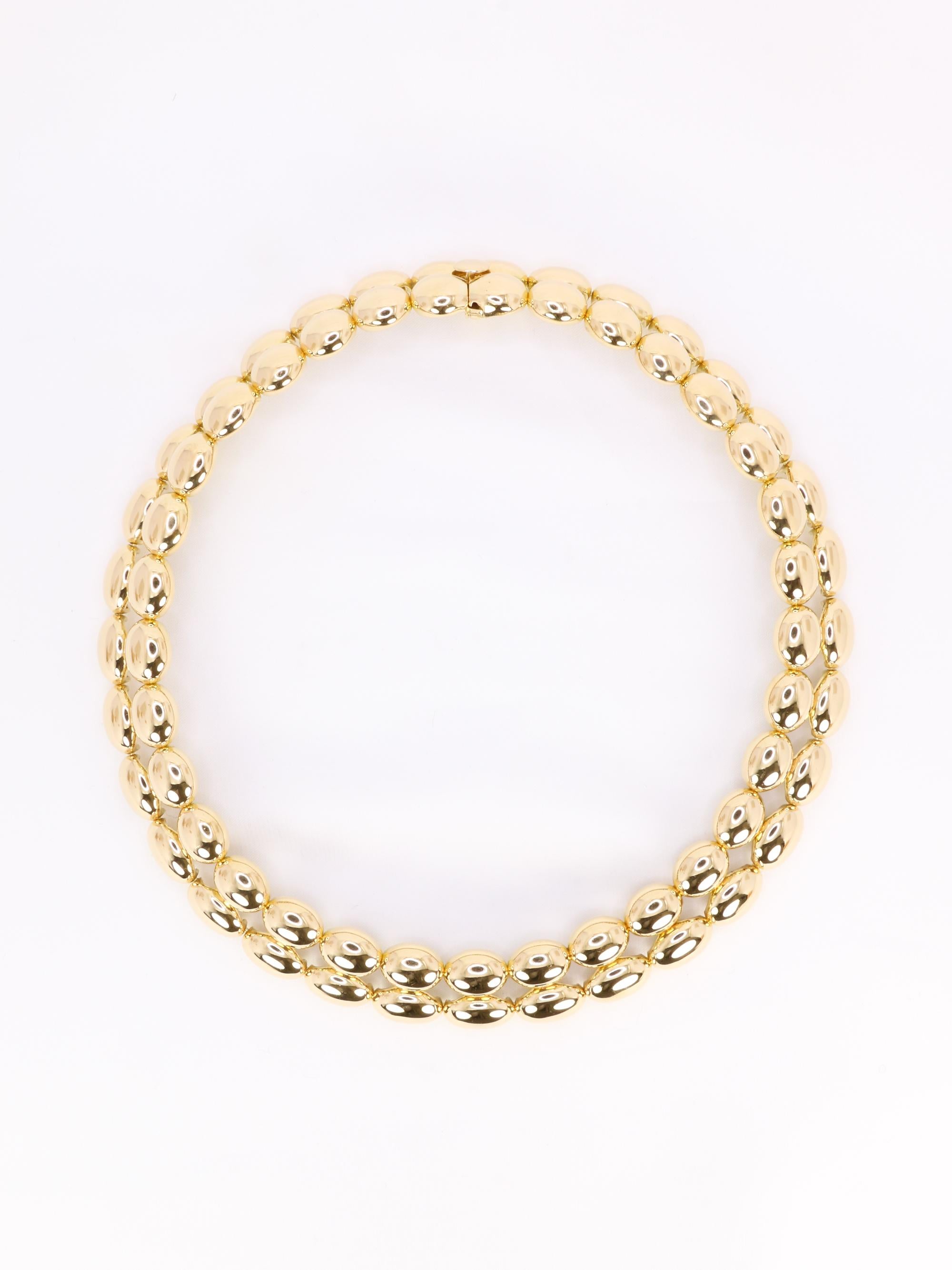 CHAUMET Vintage necklace Magellan model double row in yellow gold In Good Condition For Sale In PARIS, FR