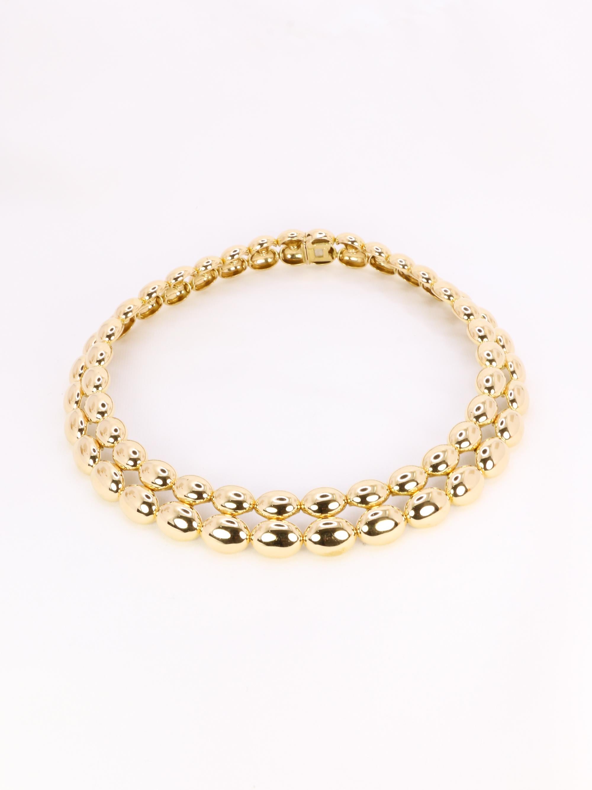 CHAUMET Vintage necklace Magellan model double row in yellow gold For Sale 1