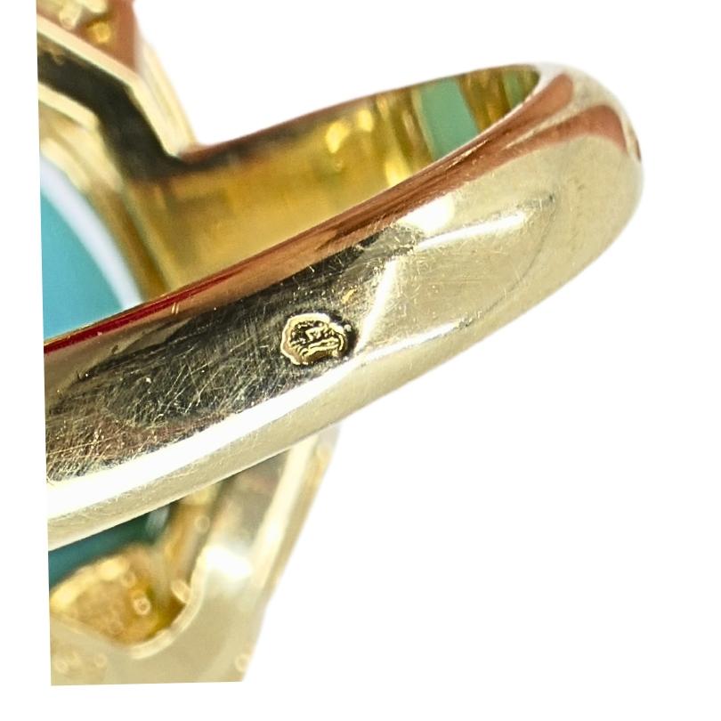 Chaumet Anello Turchese Vintage Oro Diamanti Estate Jewelry in vendita 6