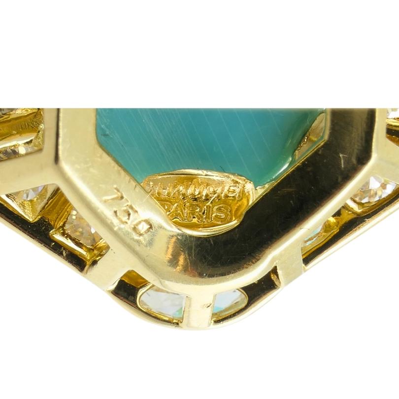 Donna Chaumet Anello Turchese Vintage Oro Diamanti Estate Jewelry in vendita