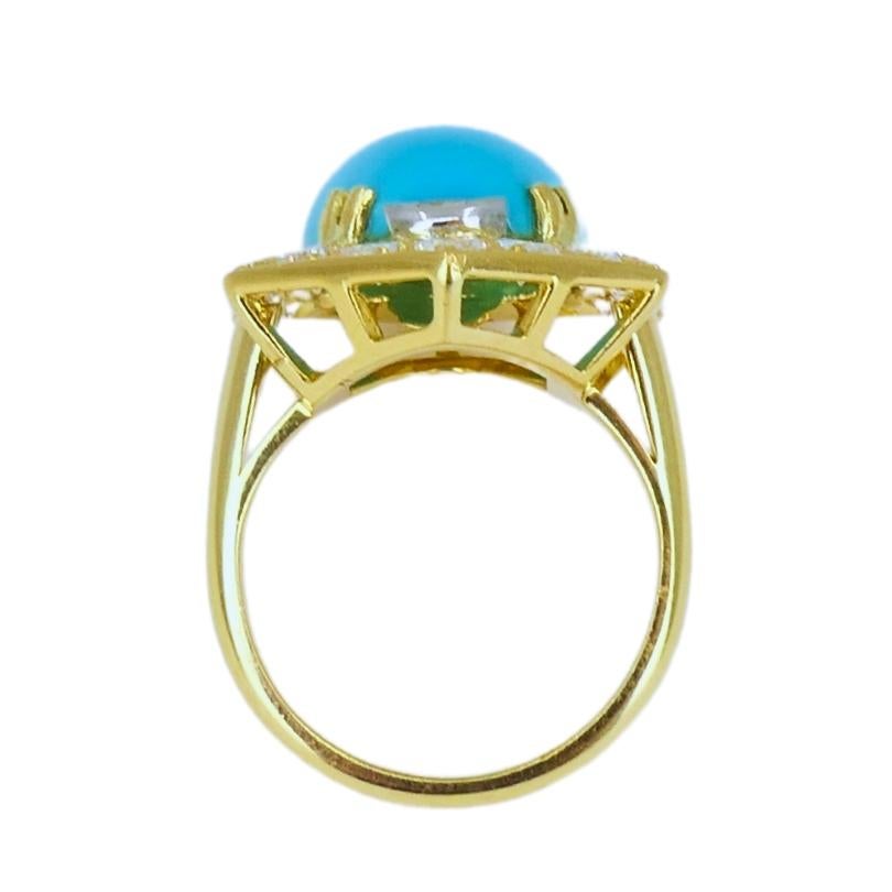 Chaumet Anello Turchese Vintage Oro Diamanti Estate Jewelry in vendita 2