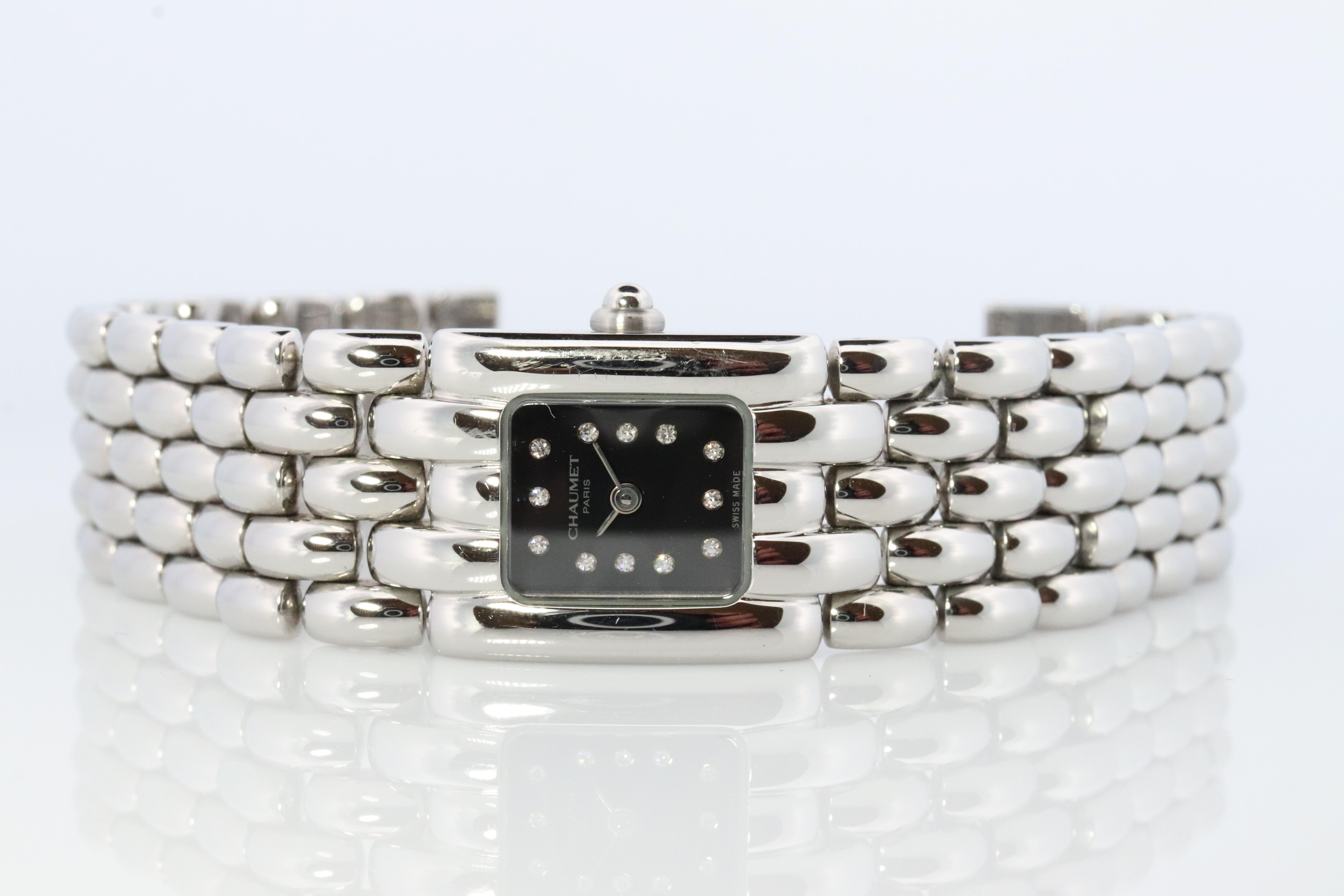 Chaumet Uhr. Chaumet Khesis Damenarmbanduhr aus Stahl mit Diamant-Zifferblatt und Stahlarmband 4