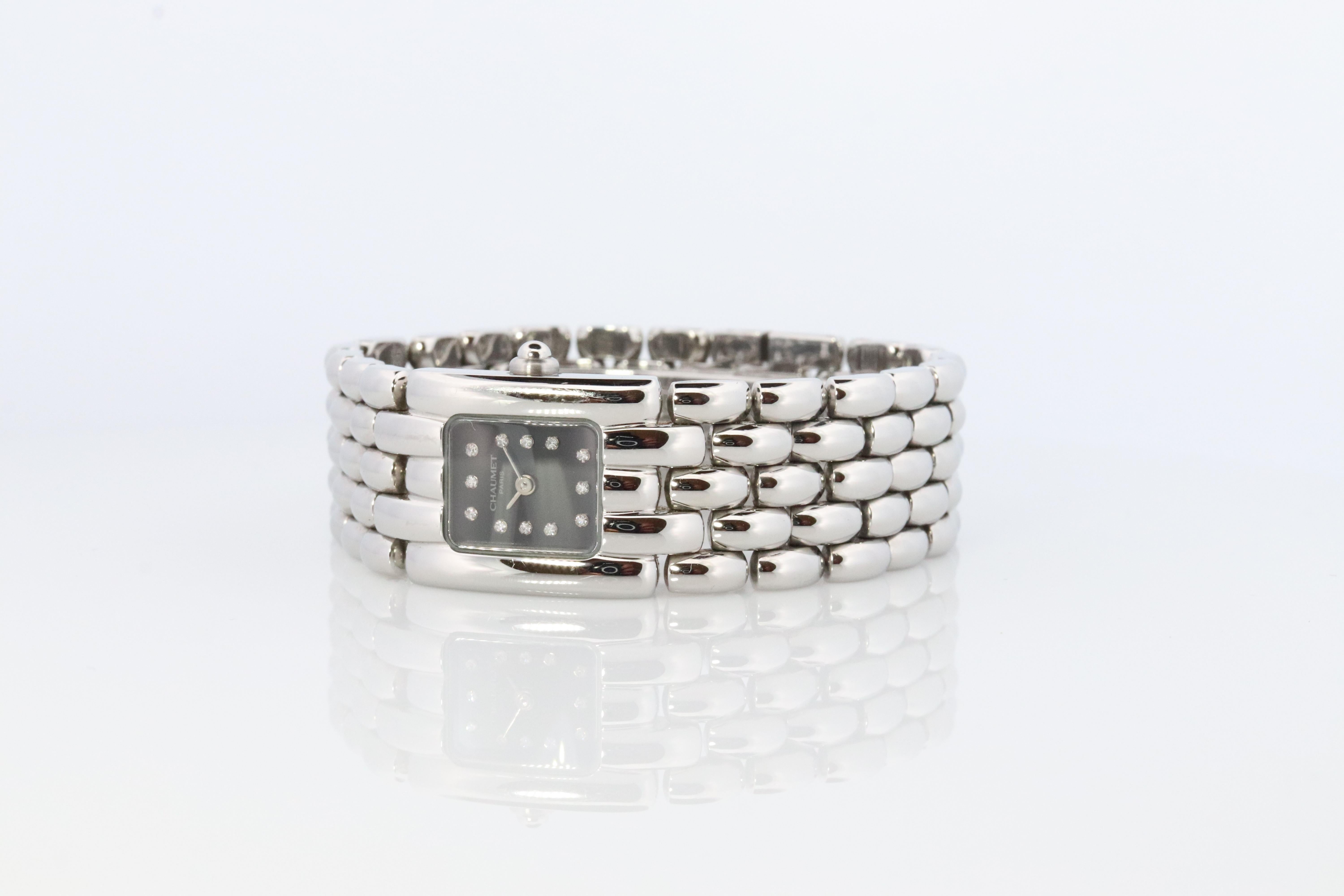 Chaumet Uhr. Chaumet Khesis Damenarmbanduhr aus Stahl mit Diamant-Zifferblatt und Stahlarmband 5