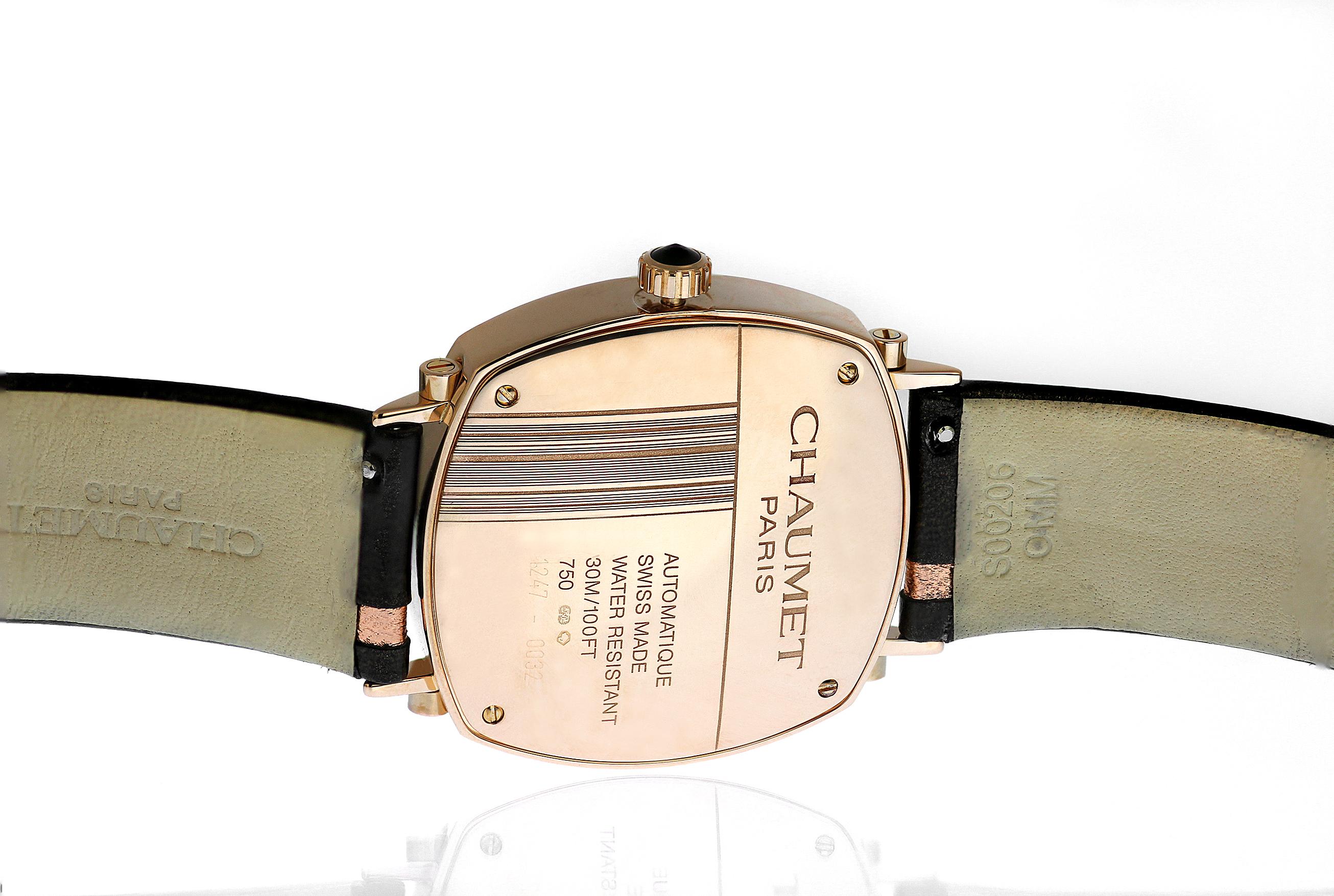 Round Cut Chaumet Watch, Automatic Dandy Pave 18ct Rose Gold & Diamond