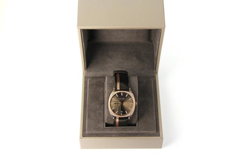 Designer Chaumet Watch, Dandy Pave 18-K Rose Gold & Diamonds Automatic In Excellent Condition For Sale In London, GB