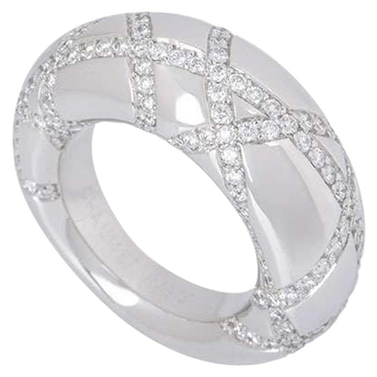 Chaumet White Gold Diamond Dress Band Dome Ring