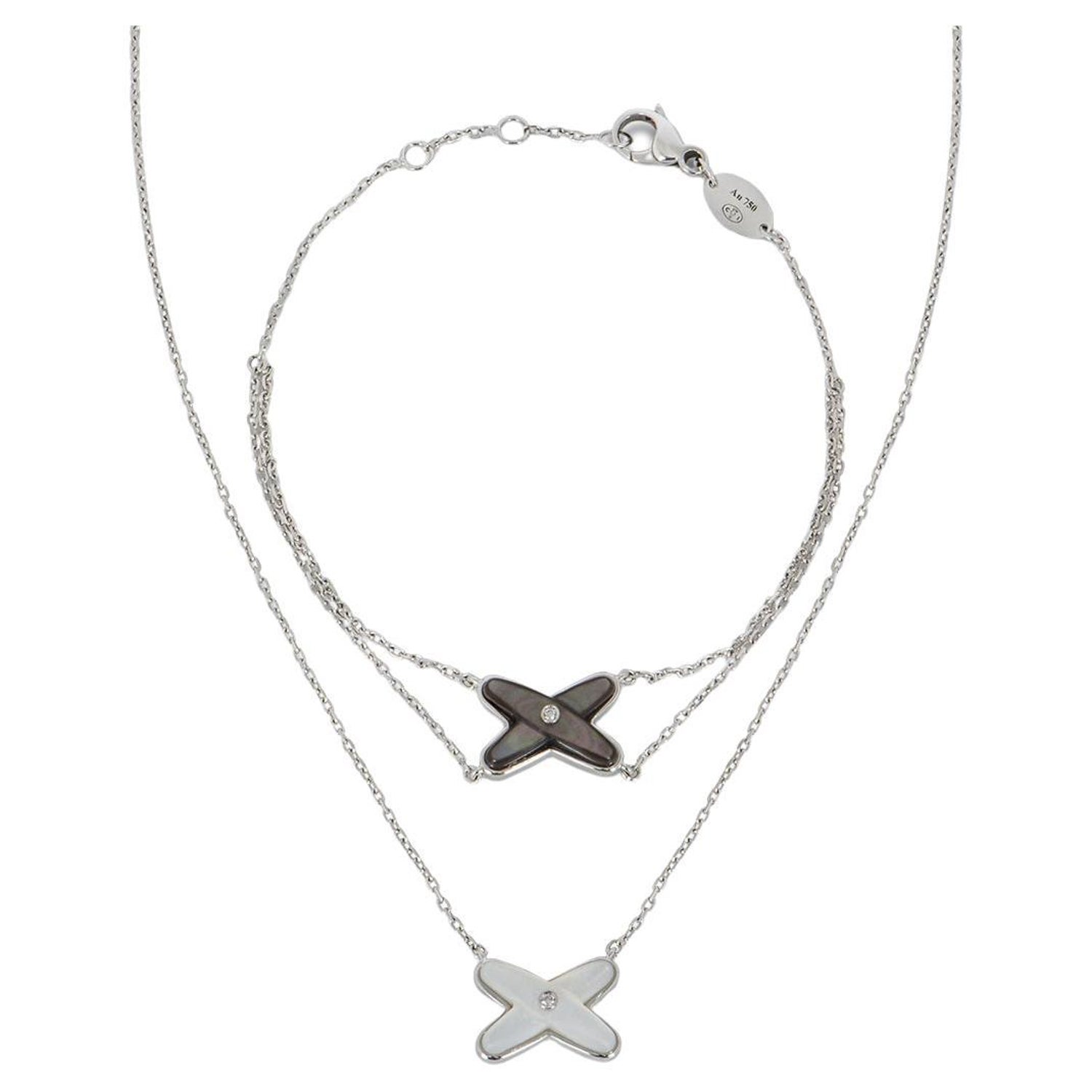 Chaumet White Gold Mother of Pearl and Diamond Juex de Liens Necklace and  Bracelet For Sale at 1stDibs