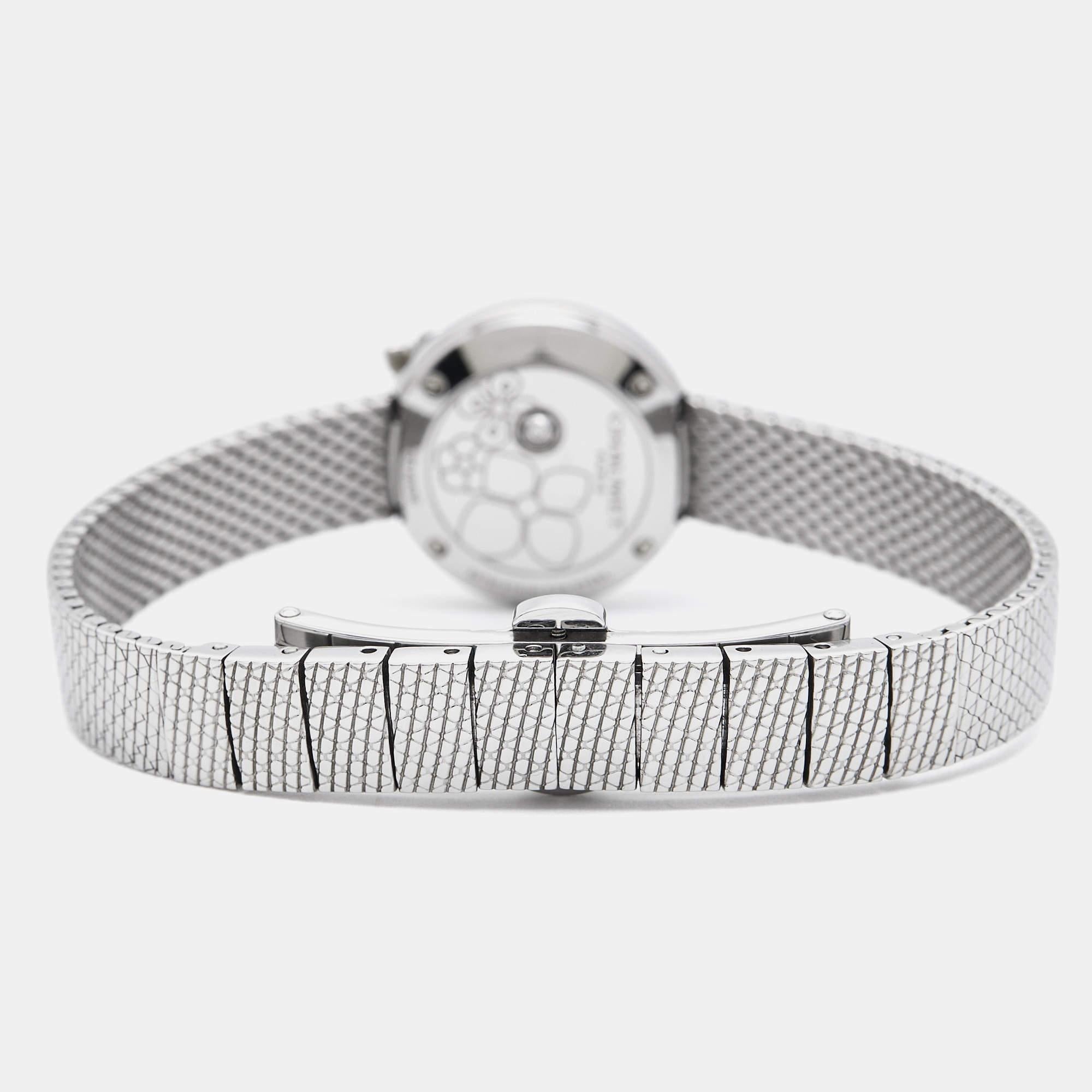 Chaumet Montre-bracelet pour femme Hortensia W20611-20W en acier inoxydable blanc et diamants 22 5