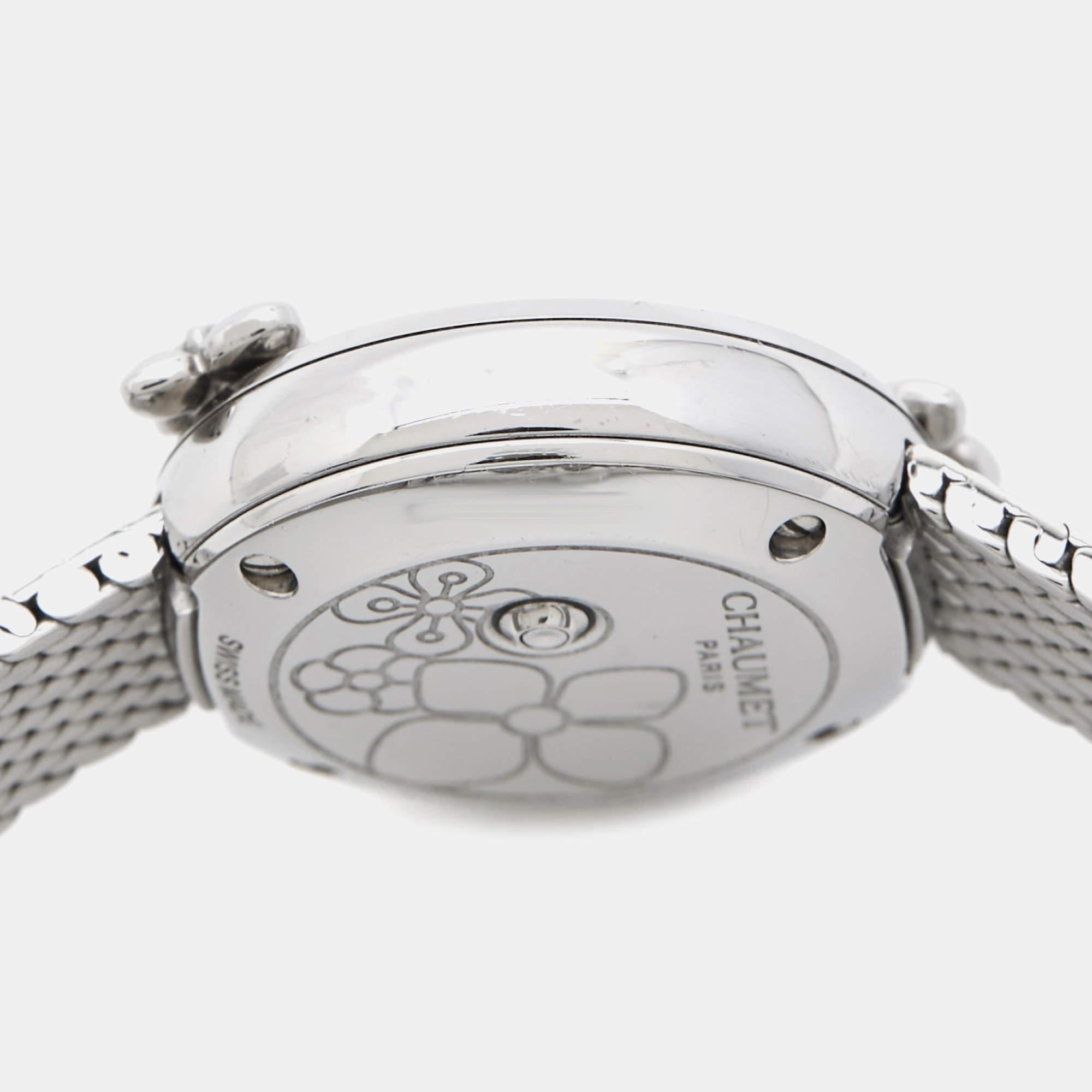 Chaumet White Stainless Steel Diamond Hortensia W20611-20W Women's Wristwatch 22 2
