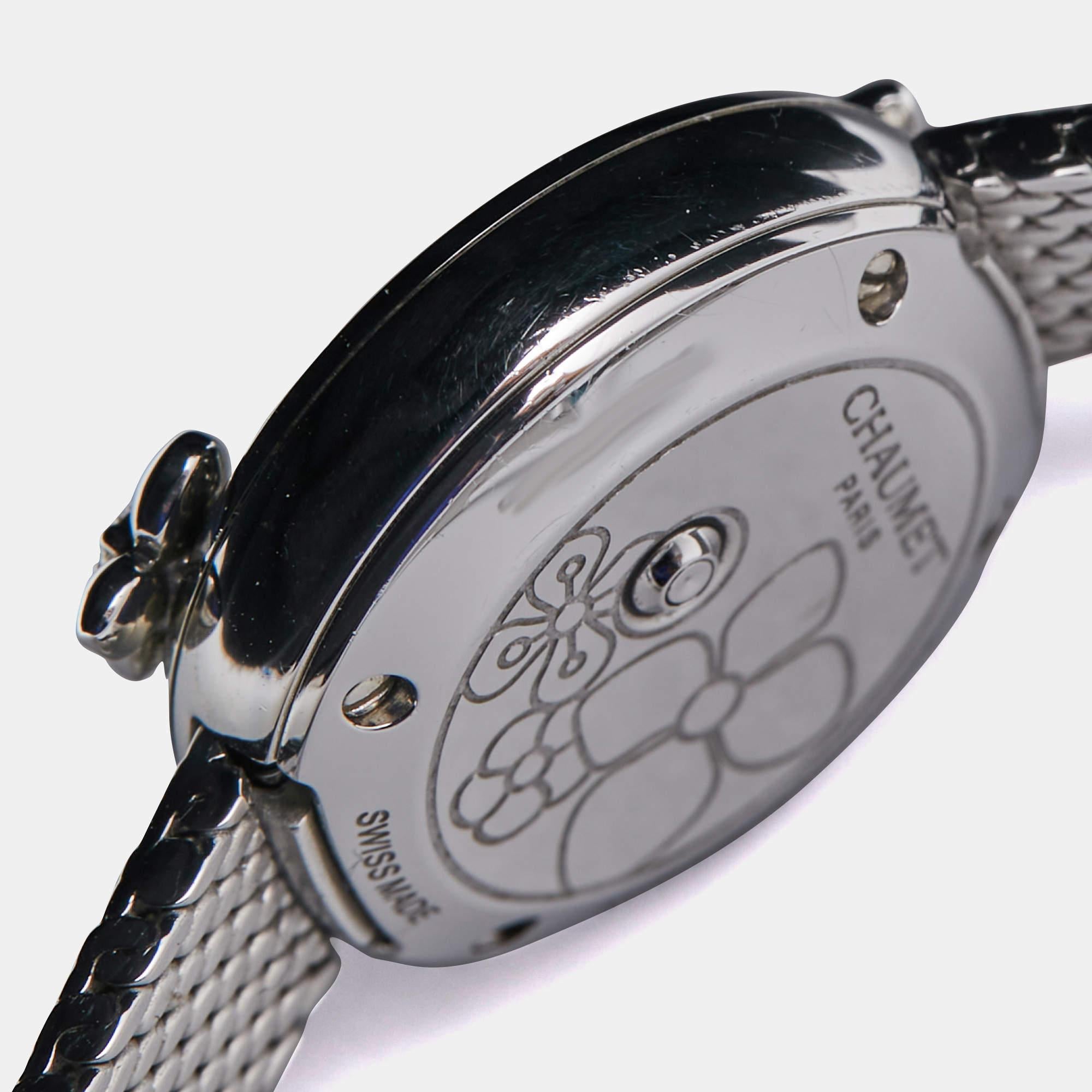 Chaumet Montre-bracelet pour femme Hortensia W20611-20W en acier inoxydable blanc et diamants 22 4