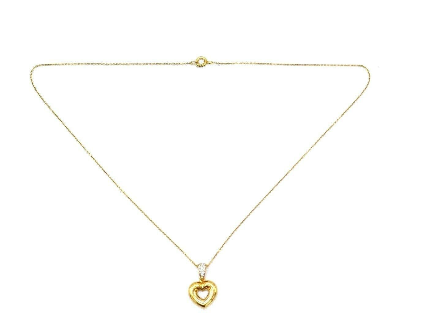 Chaumet Yellow Gold Diamond Heart Chain Necklace In Excellent Condition In Beverly Hills, CA