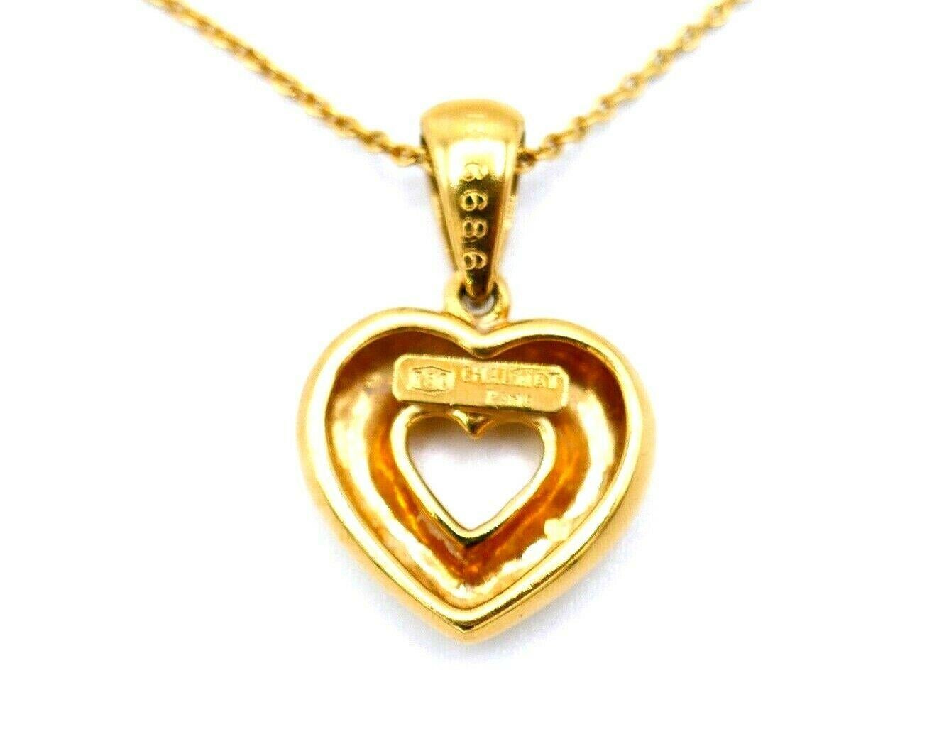 Women's Chaumet Yellow Gold Diamond Heart Chain Necklace