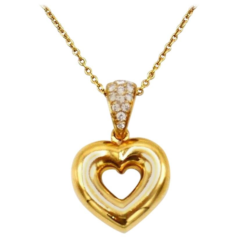 Chaumet Yellow Gold Diamond Heart Chain Necklace