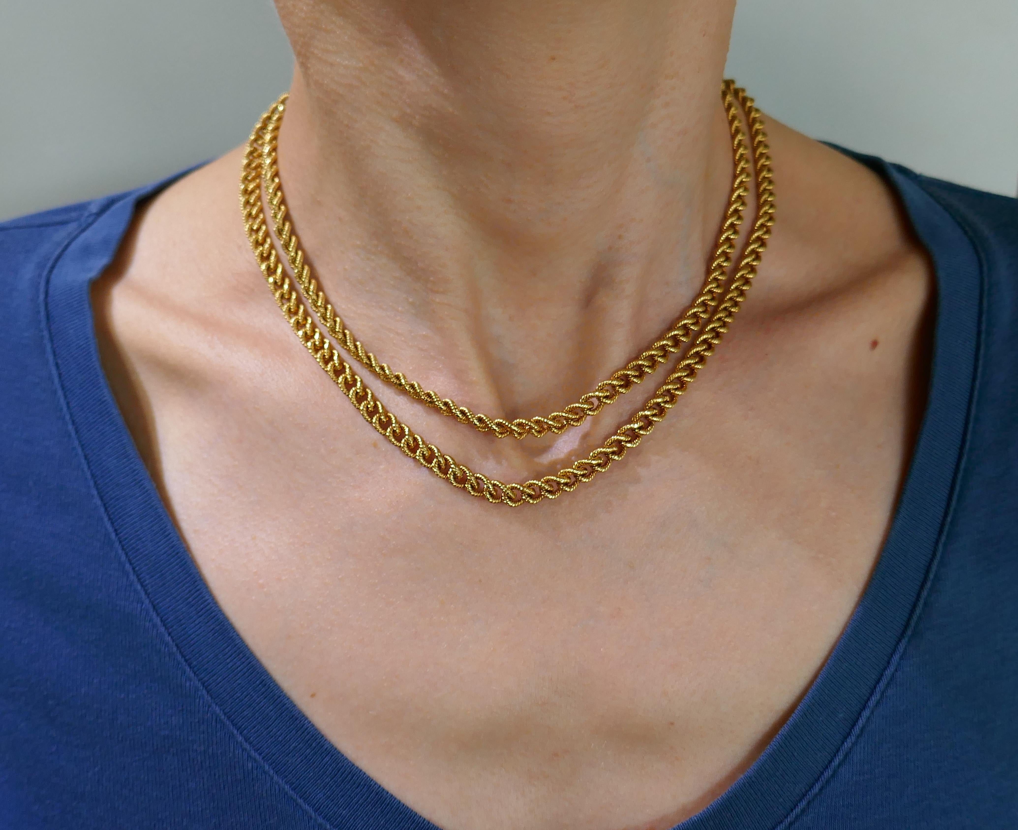 Chaumet Yellow Gold Link Chain Necklace, 1970s French 1