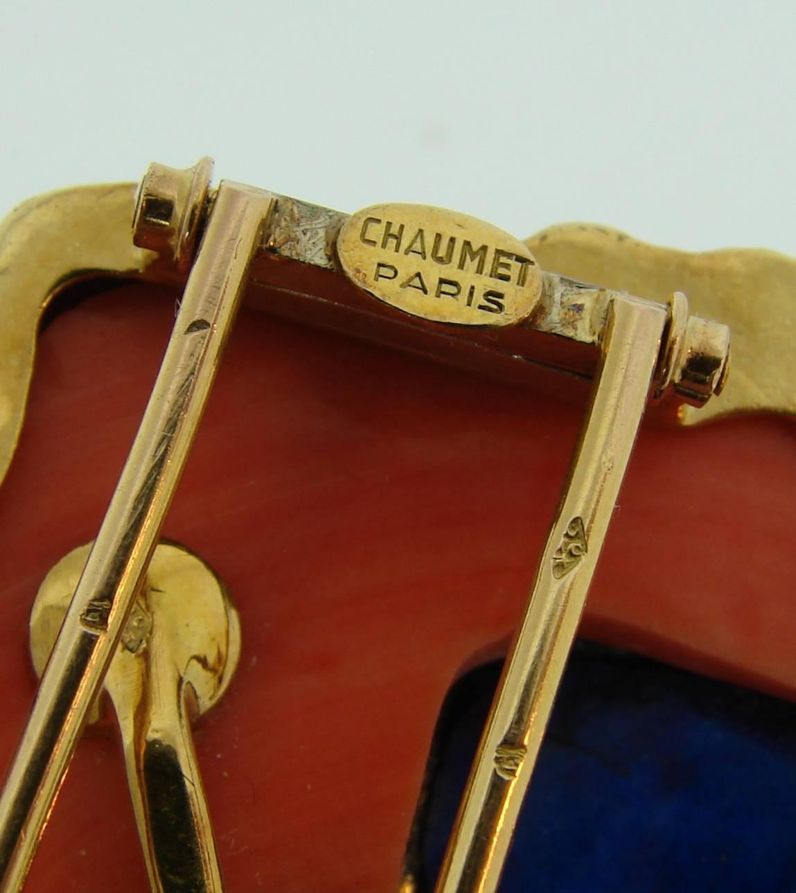 Chaumet, Paris Lapis Coral Diamond Yellow Gold Brooch Ring Earrings Set 6