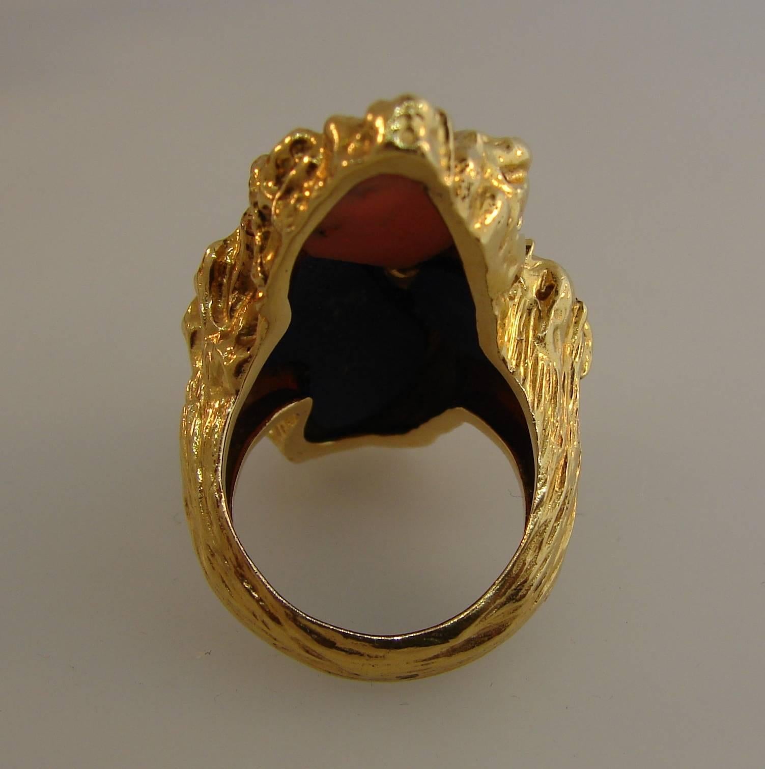 Women's Chaumet, Paris Lapis Coral Diamond Yellow Gold Brooch Ring Earrings Set