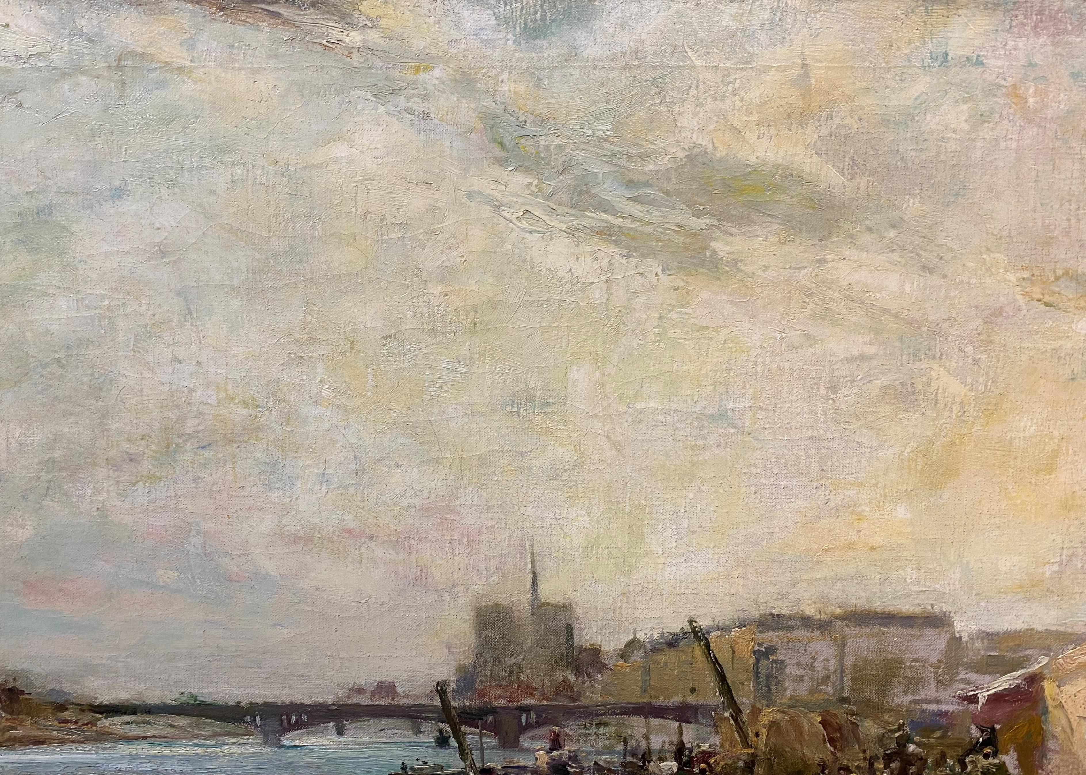 Eine schöne impressionistische Landschaft entlang der Seine in Frankreich von dem amerikanischen Künstler Chauncey Foster Ryder (1868-1949). Ryder wuchs in New Haven, Connecticut, auf, studierte in Chicago und Paris und ließ sich schließlich in New