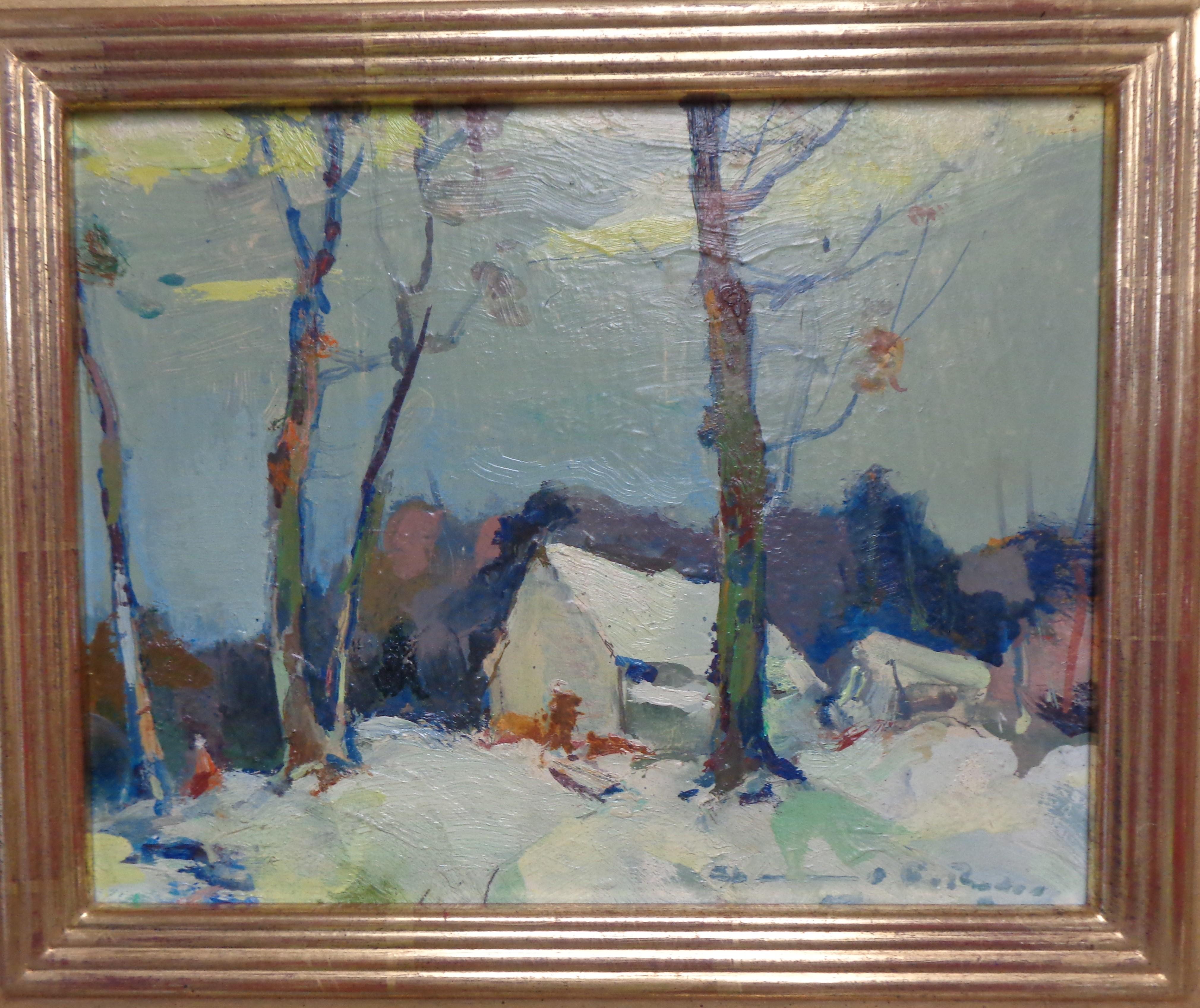 Chauncey Foster Ryder Paesaggio dipinto ad olio Tonalista americano Etichetta Salmagundi 1