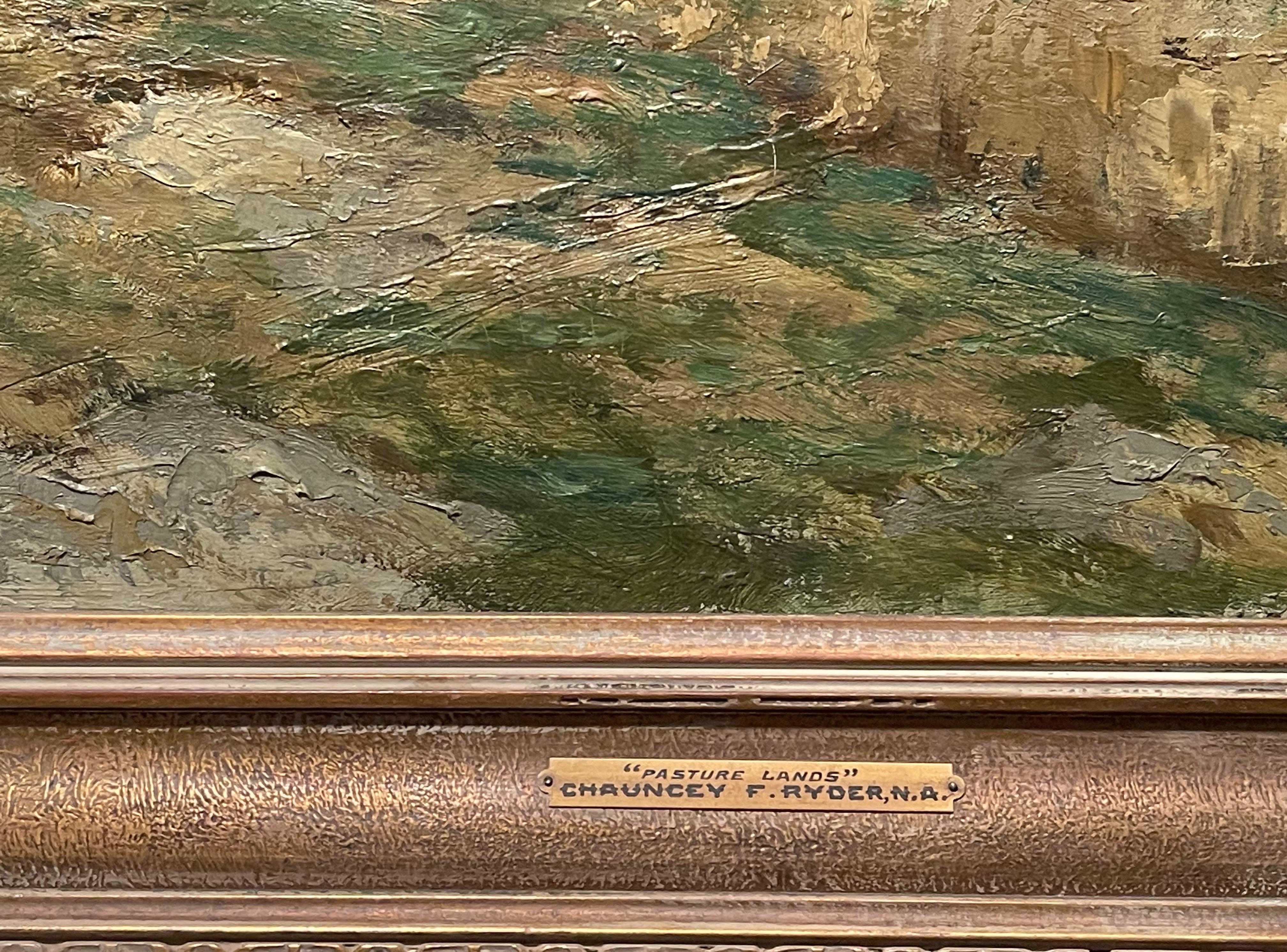 Chauncey Foster Ryder Paysage avec personnages peinture à l'huile 1868-1949 Tonaliste en vente 1