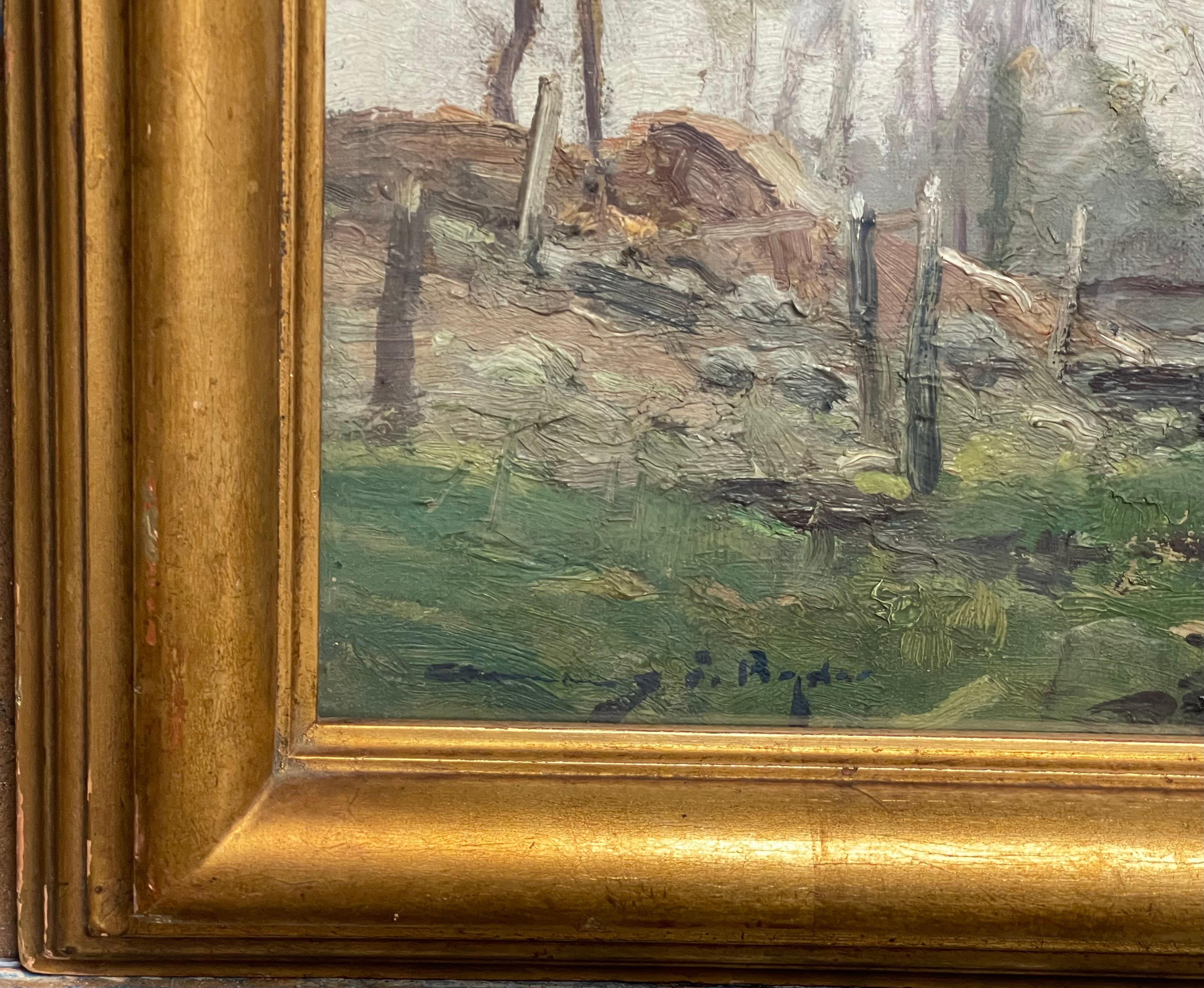 Chauncey Foster Ryder Landscape with Figures Oil Painting 1868-1949 Tonalist For Sale 1