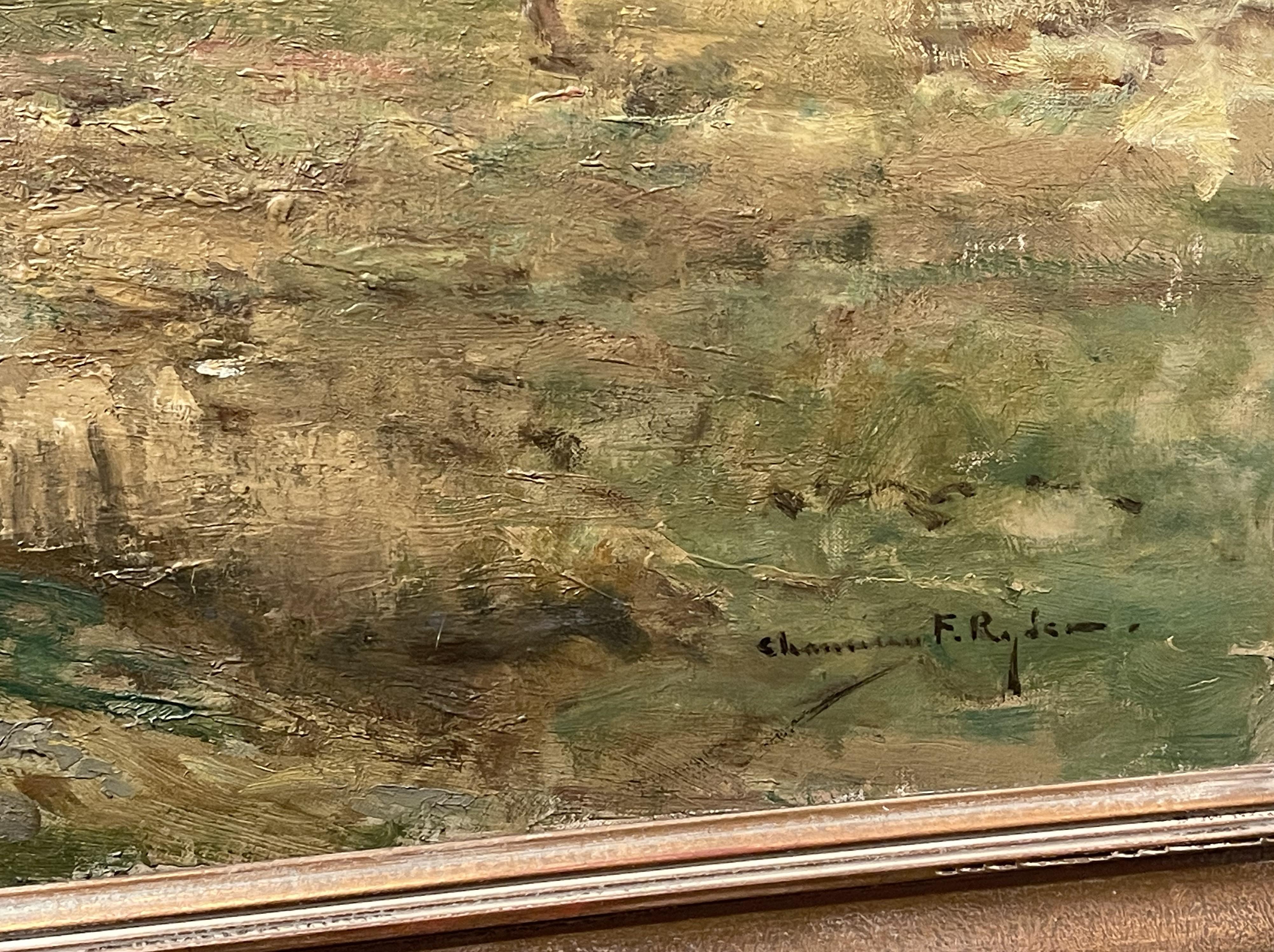 Chauncey Foster Ryder Landscape with Figures Oil Painting 1868-1949 Tonalist For Sale 2
