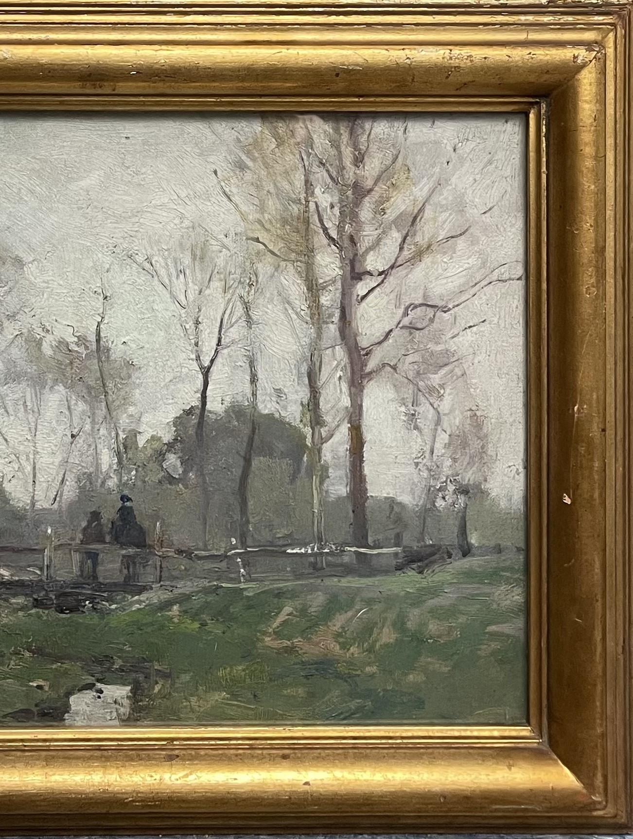 Chauncey Foster Ryder Landscape with Figures Oil Painting 1868-1949 Tonalist For Sale 1