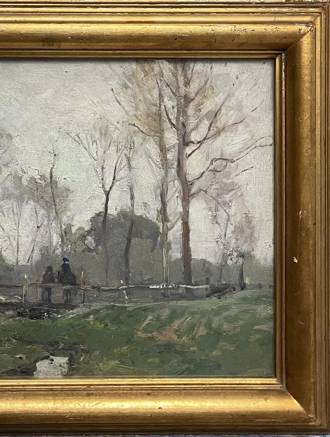 Chauncey Foster Ryder Landscape with Figures Oil Painting 1868-1949 Tonalist For Sale 3