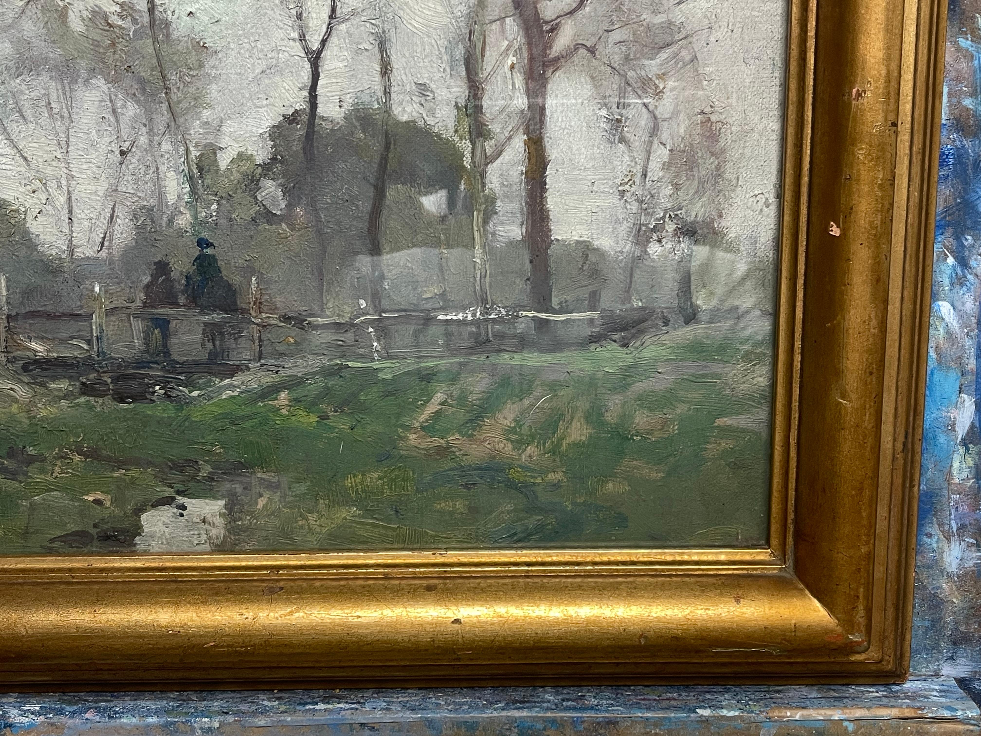 Chauncey Foster Ryder Landscape with Figures Oil Painting 1868-1949 Tonalist For Sale 6