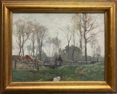 Chauncey Foster Ryder Landscape with Figures Oil Painting 1868-1949 Tonalist